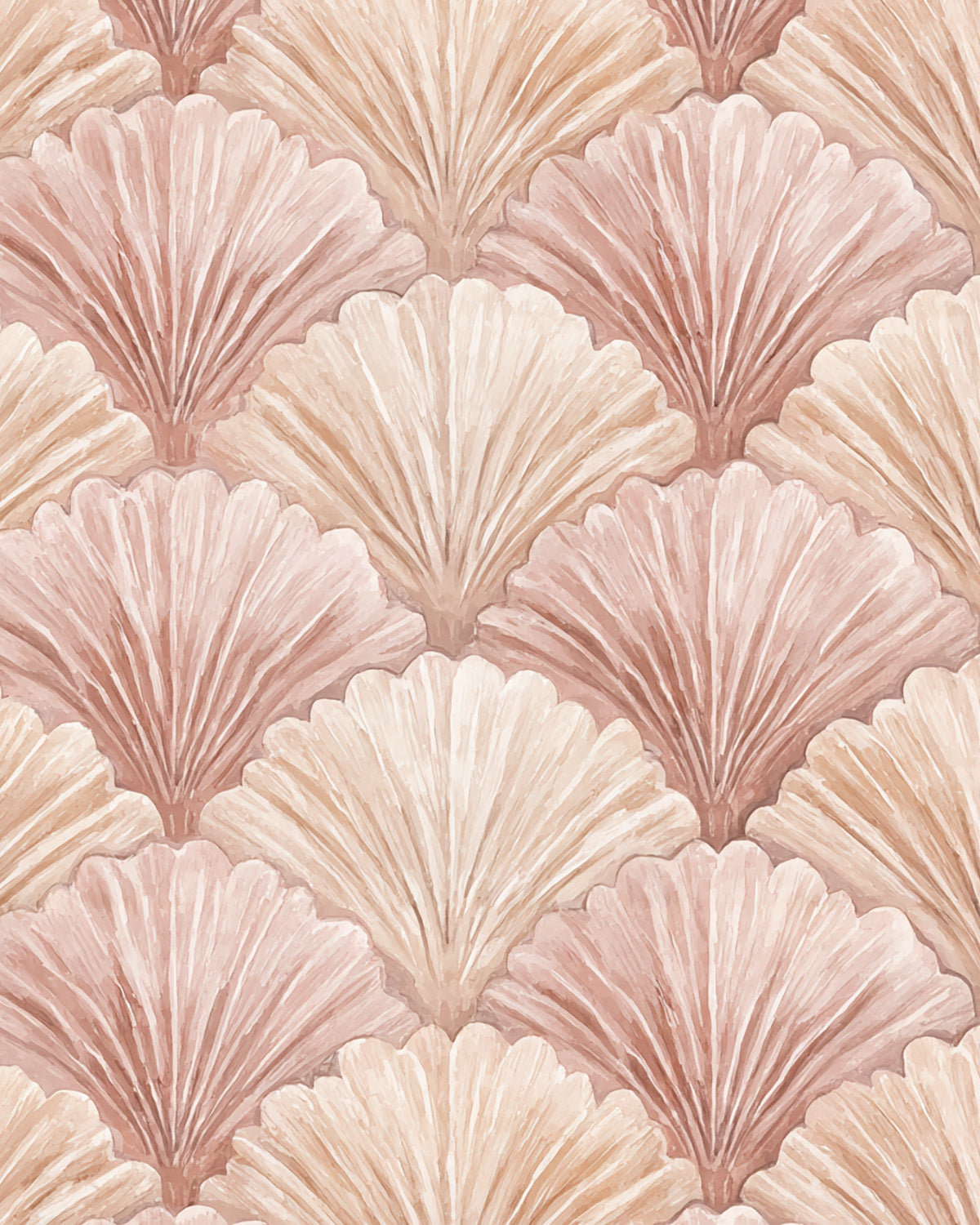 Blush Pink Shell Girls Coastal bedroom Peel & Stick Removable Wallpaper ...