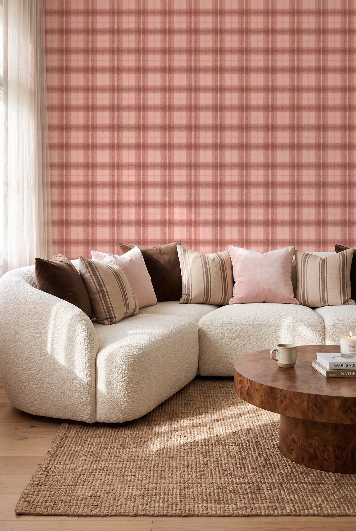 Rosewood Plaid Wallpaper