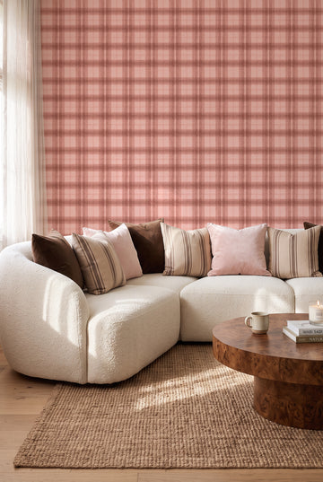 Rosewood Plaid Wallpaper