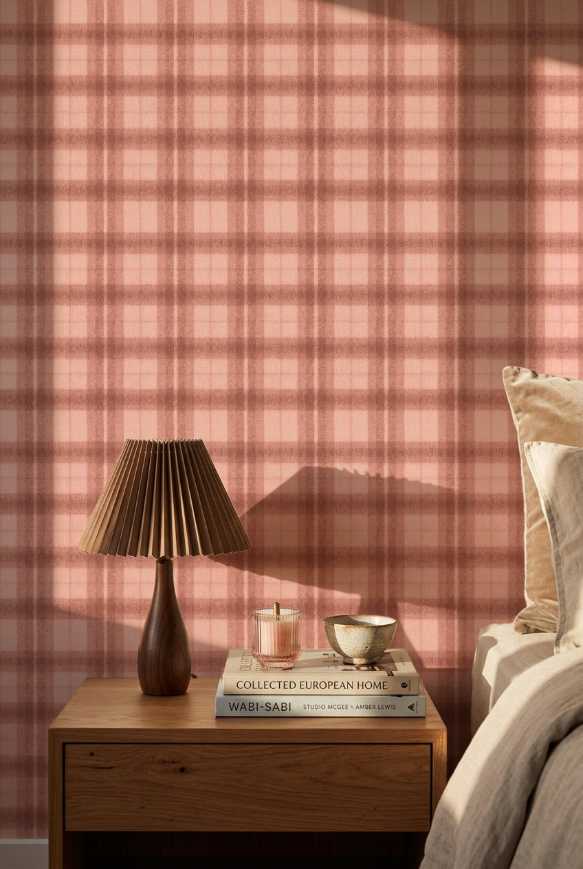 Rosewood Plaid Wallpaper