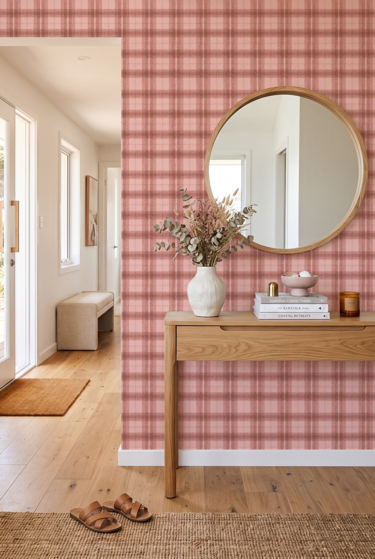 Rosewood Plaid Wallpaper