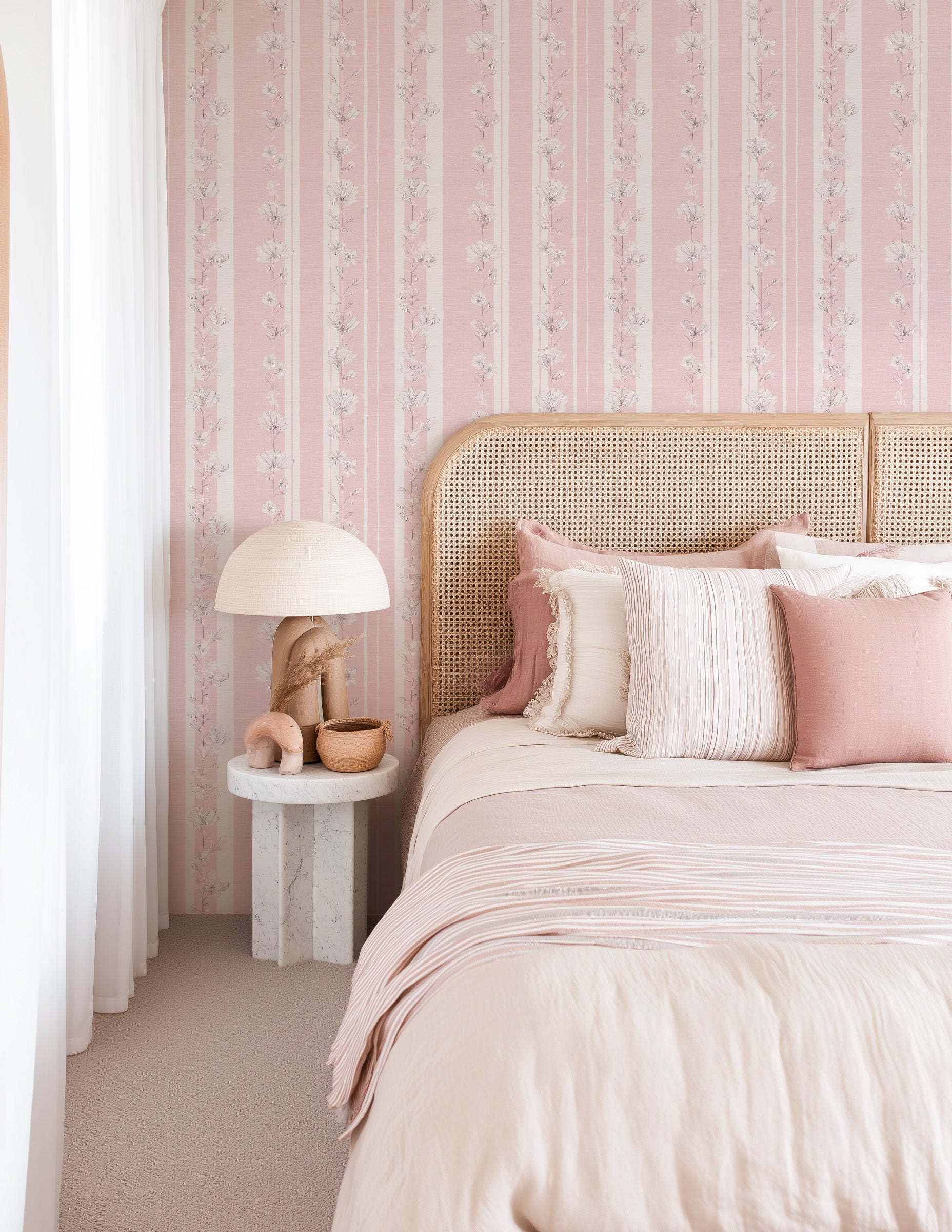 Rosewood Stripe Wallpaper from Olive et Oriel where you can shop wallpaper and artworks online