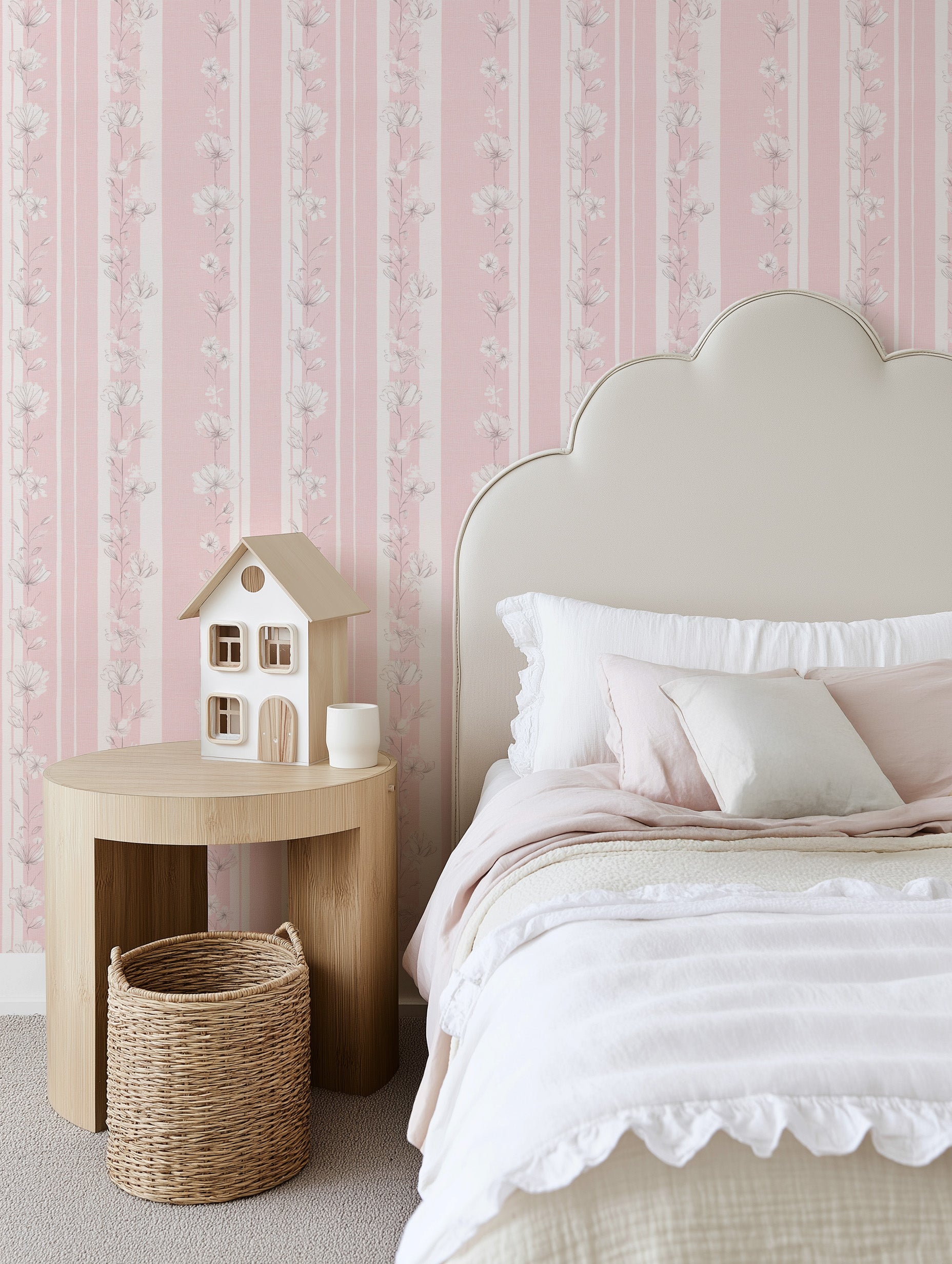 Rosewood Stripe Wallpaper from Olive et Oriel where you can shop wallpaper and artworks online