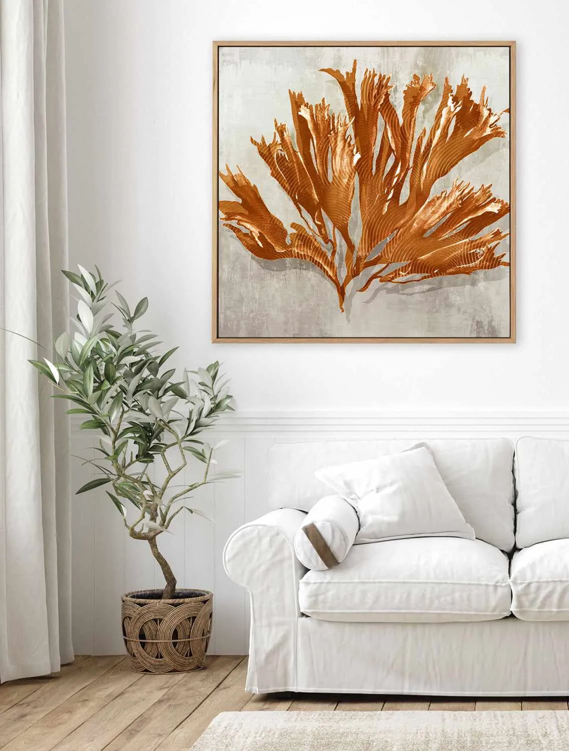 Rustic Coral I | Framed Canvas Art Print from Olive et Oriel where you can shop wallpaper and artworks online