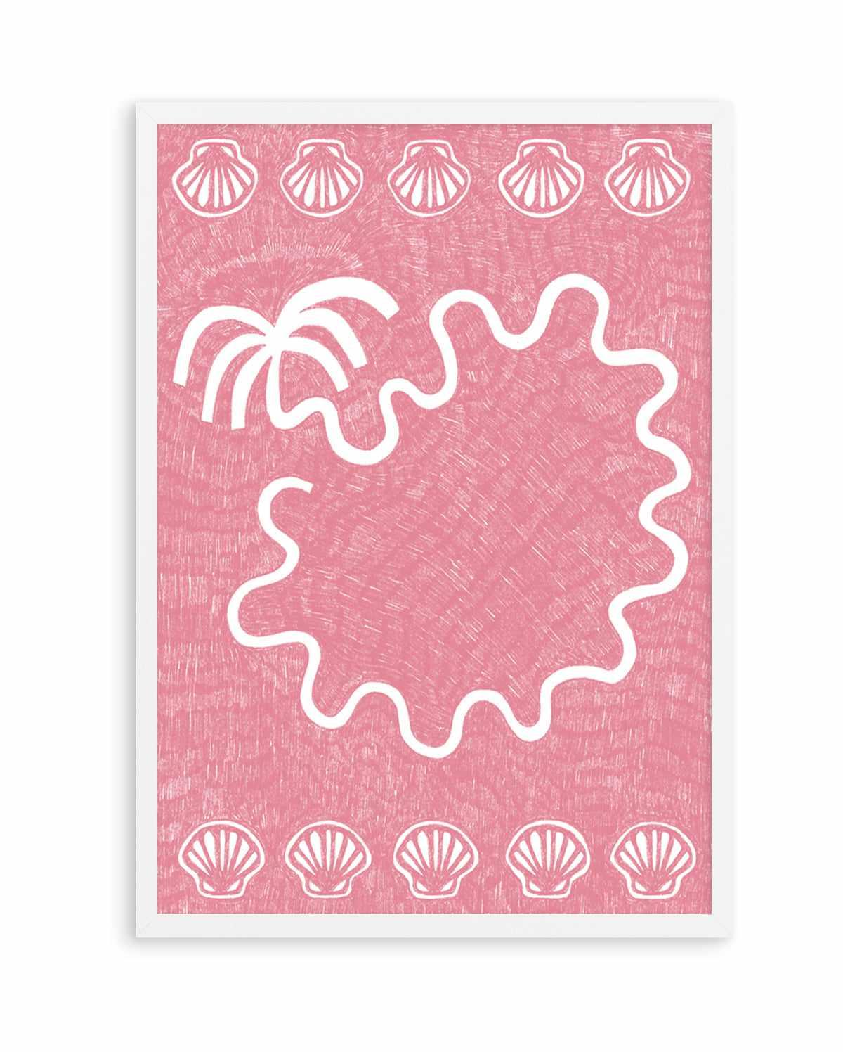 Shells And Palm Tree Baby Pink by Shatha Al Dafai | Art Print