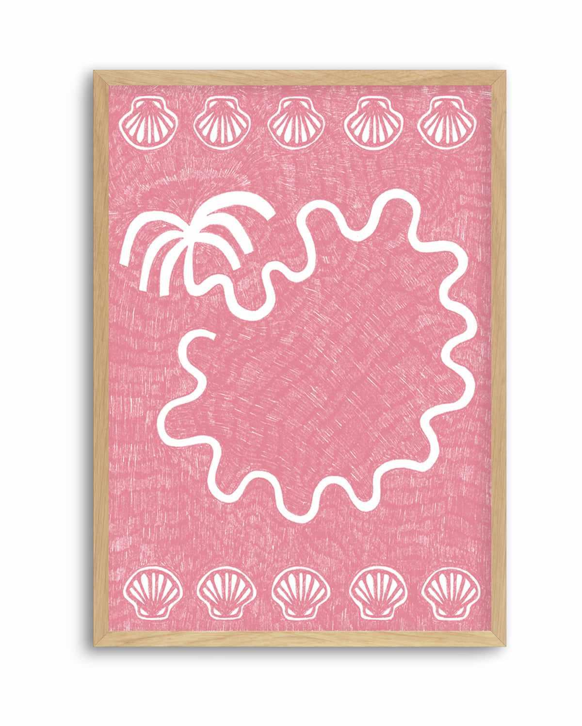Shells And Palm Tree Baby Pink by Shatha Al Dafai | Art Print