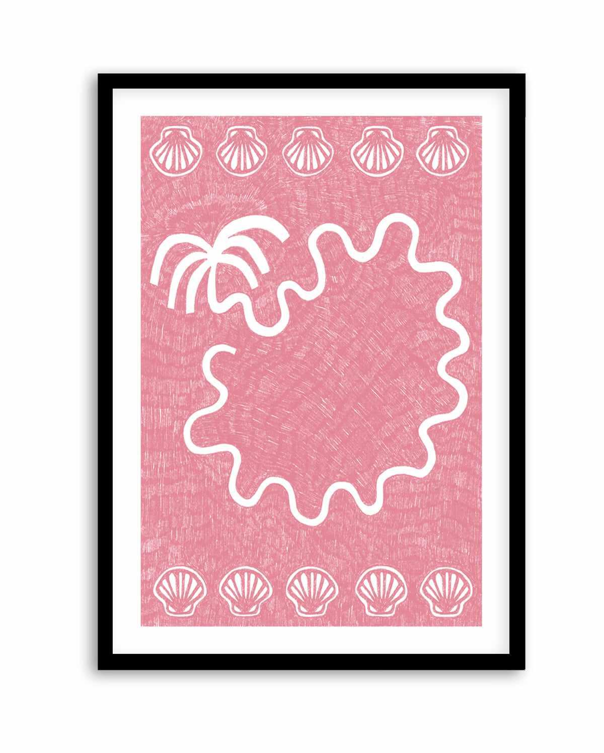 Shells And Palm Tree Baby Pink by Shatha Al Dafai | Art Print