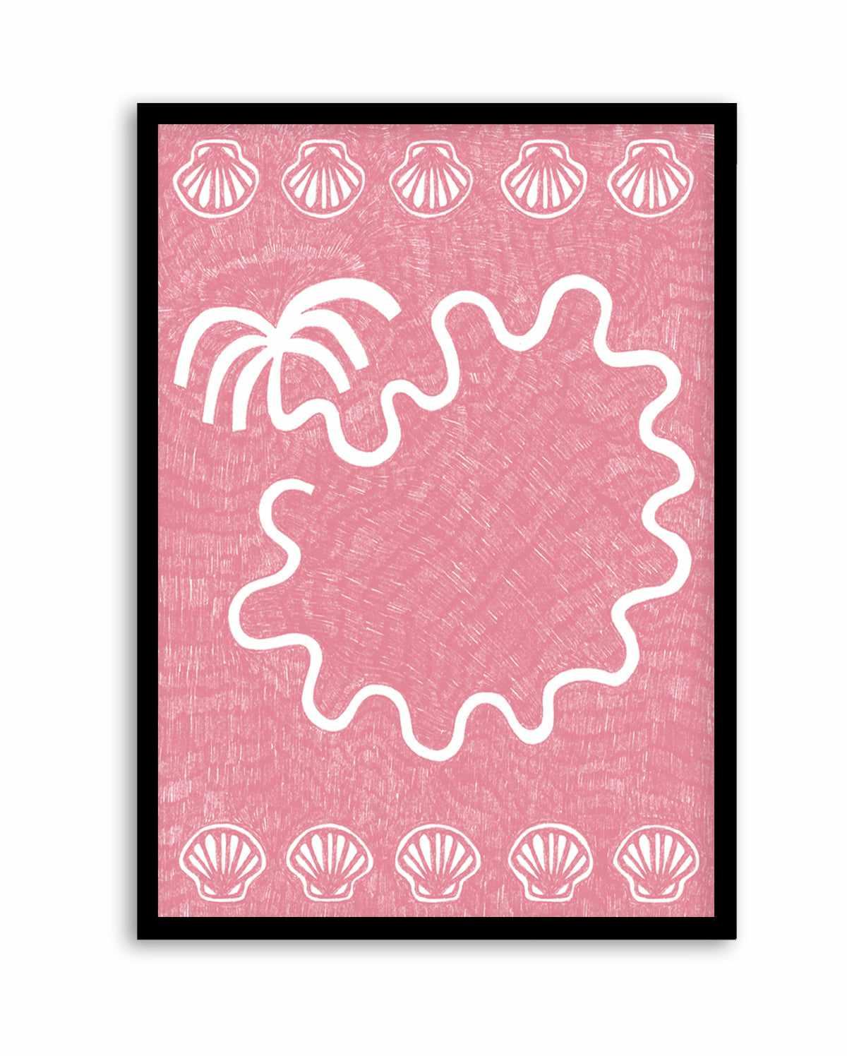 Shells And Palm Tree Baby Pink by Shatha Al Dafai | Art Print