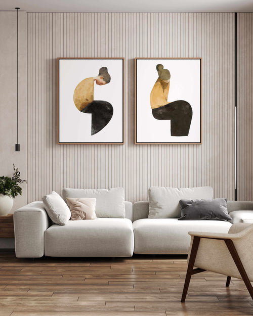 SITTING WOMAN XV By Jorgen Hansson | Framed Canvas Art Print