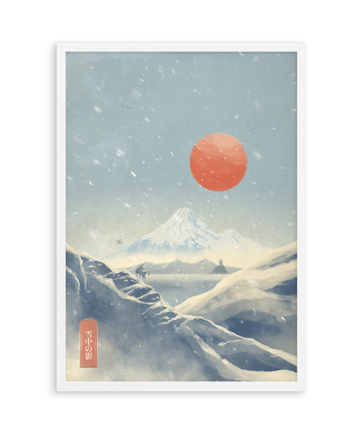 Snowy Mountain Red Sun by Fadil Roze | Art Print