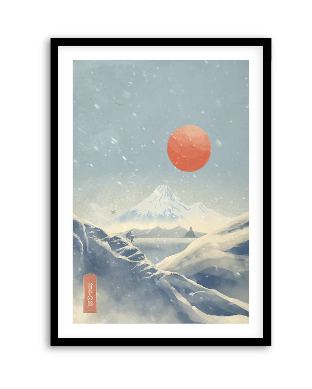 Snowy Mountain Red Sun by Fadil Roze | Art Print