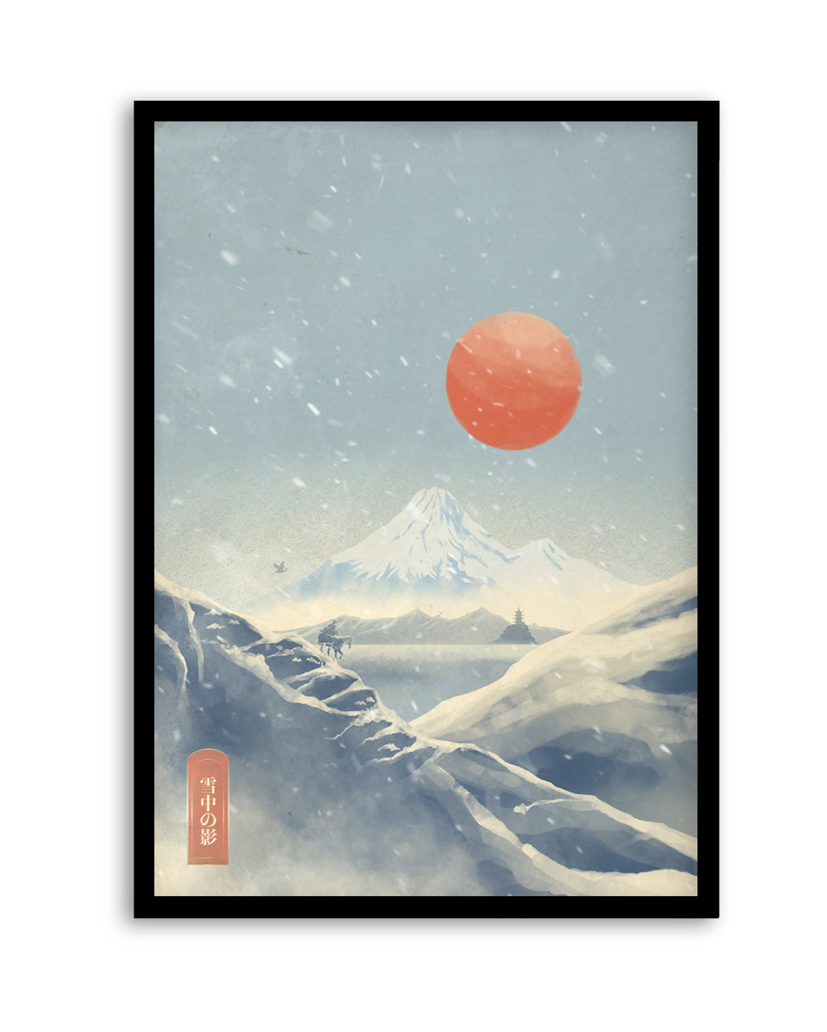 Snowy Mountain Red Sun by Fadil Roze | Art Print