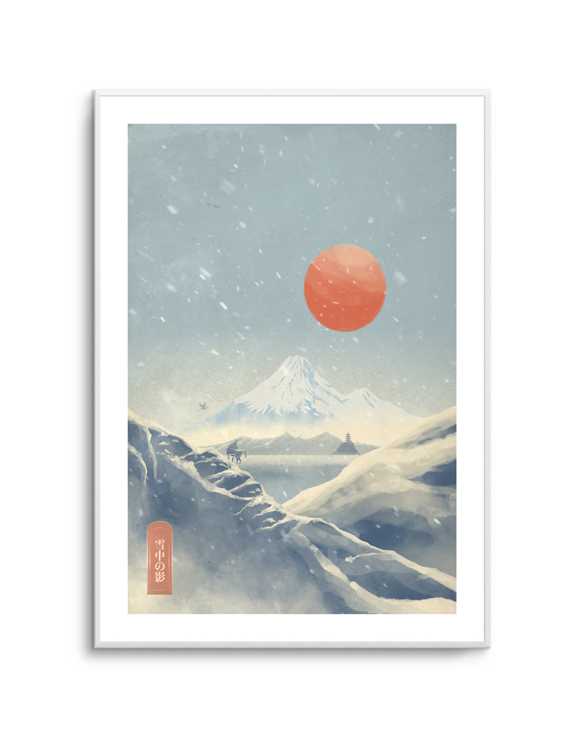 Snowy Mountain Red Sun by Fadil Roze | Art Print