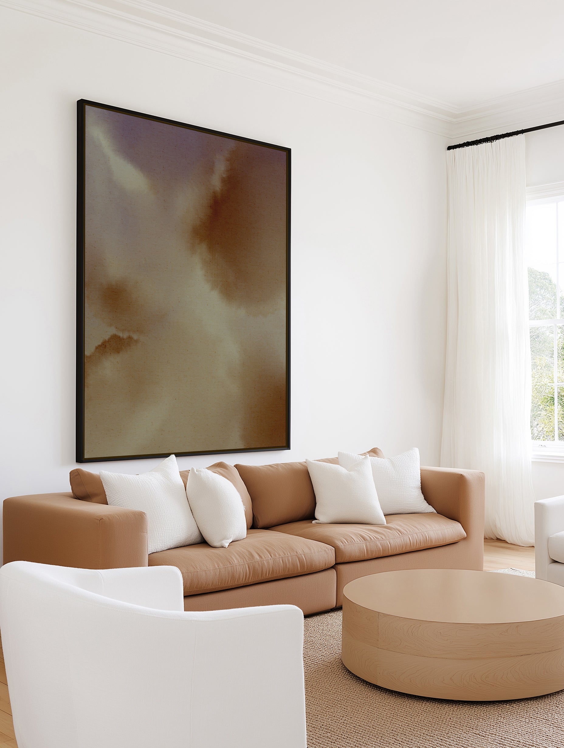 Soft Layers Abstract 1 by Shatha Al Dafai | Framed Canvas Art Print