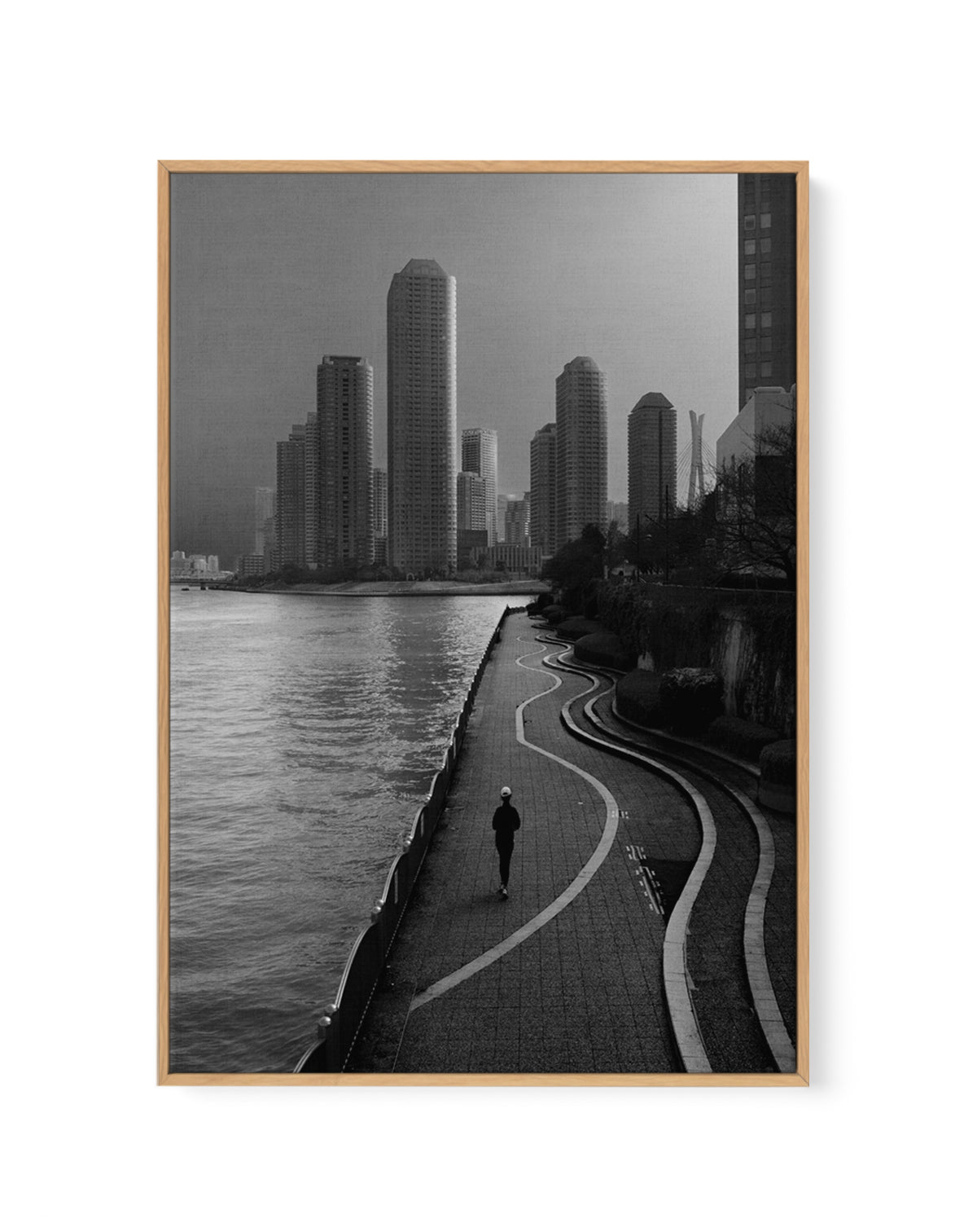 Solitary Riverside Runner by Yasuhiro Takachi | Framed Canvas Art Print