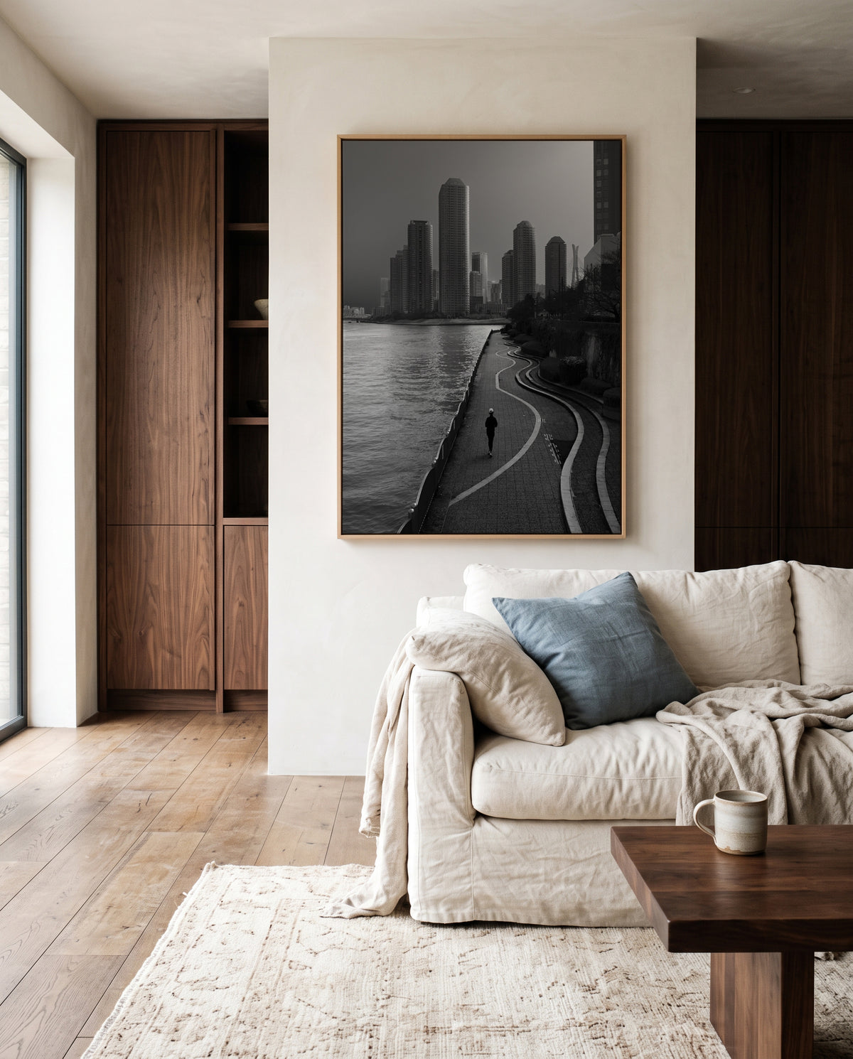 Solitary Riverside Runner by Yasuhiro Takachi | Framed Canvas Art Print
