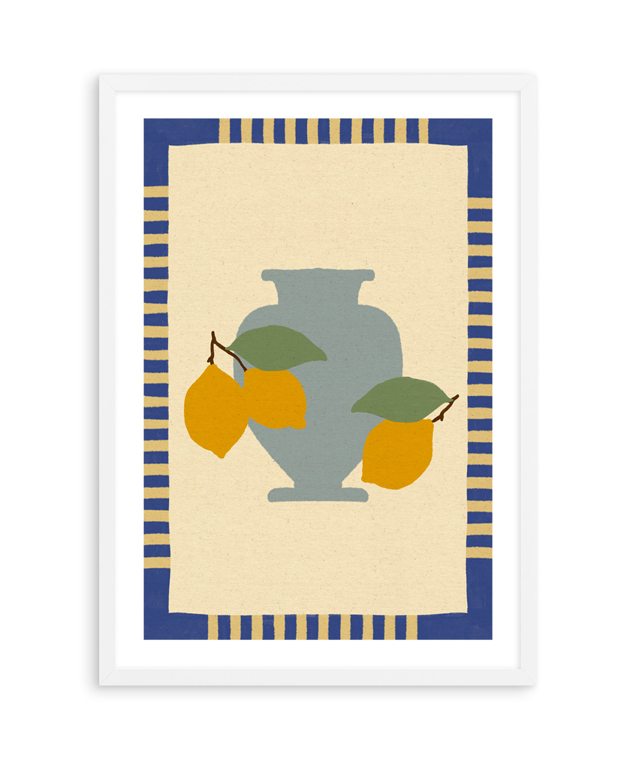 Still Life With Vase And Lemons I Color Edition by Shatha Al Dafai | Art Print