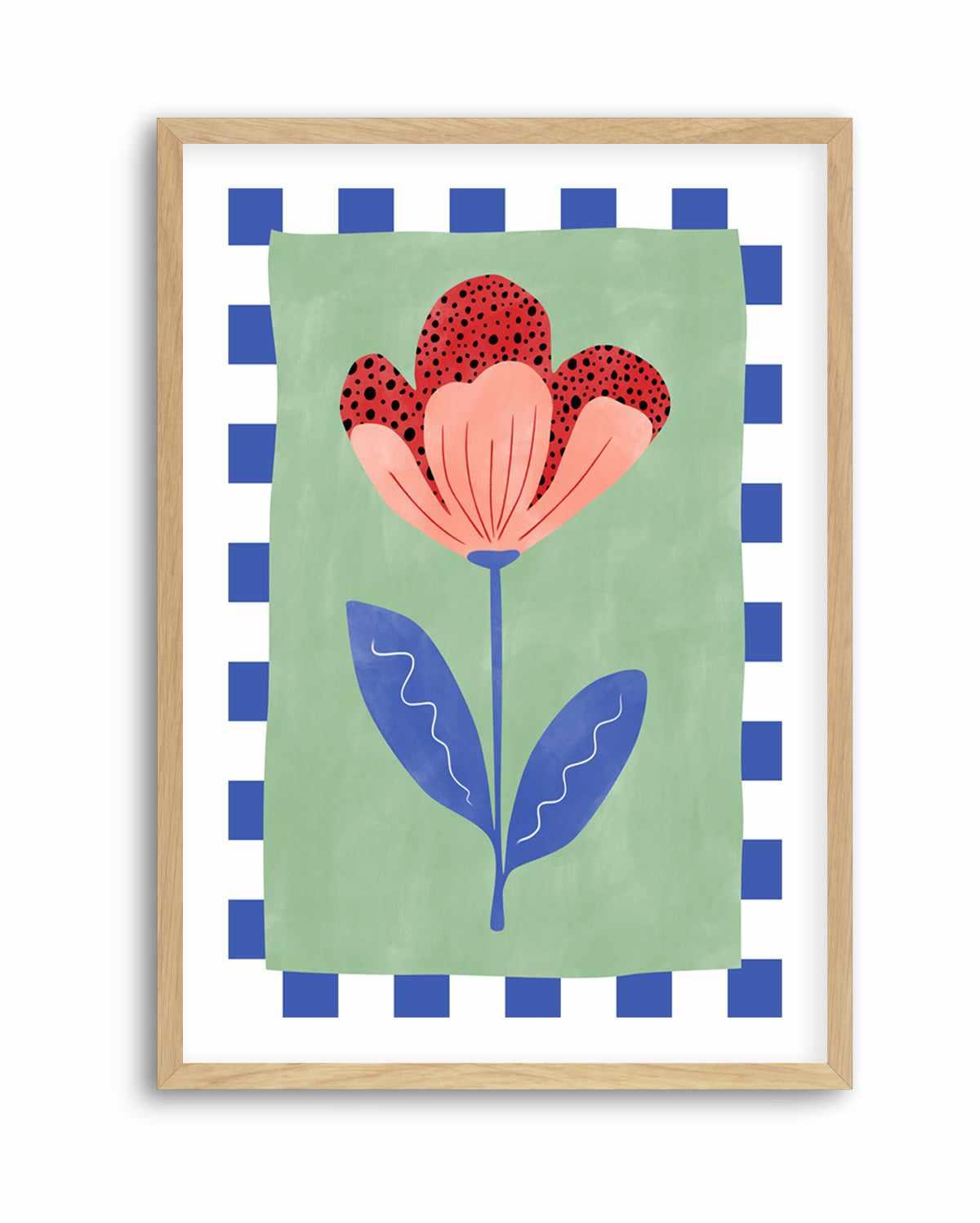 Stylized Flower With Red Petals And Black Dots by Elena Ristova | Art Print from Olive et Oriel where you can shop wallpaper and artworks online