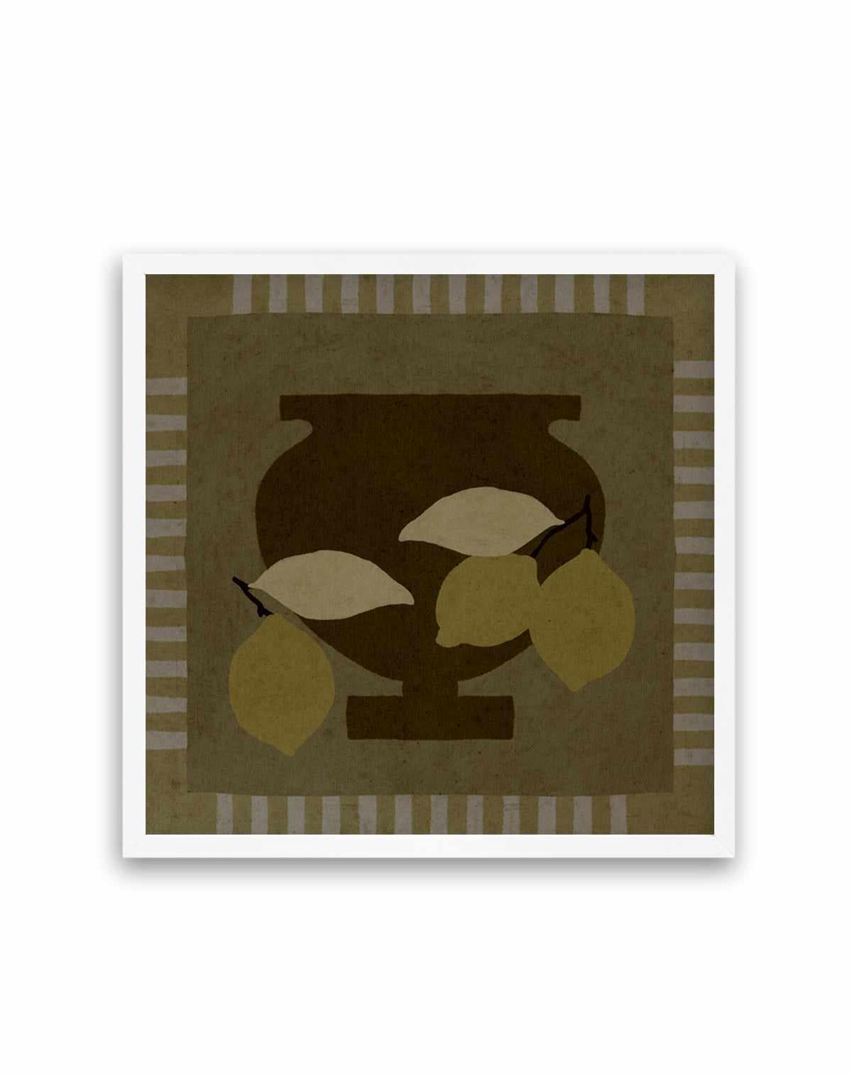 Still Life With Vase And Lemons III by Shatha Al Dafai | Art Print from Olive et Oriel where you can shop wallpaper and artworks online