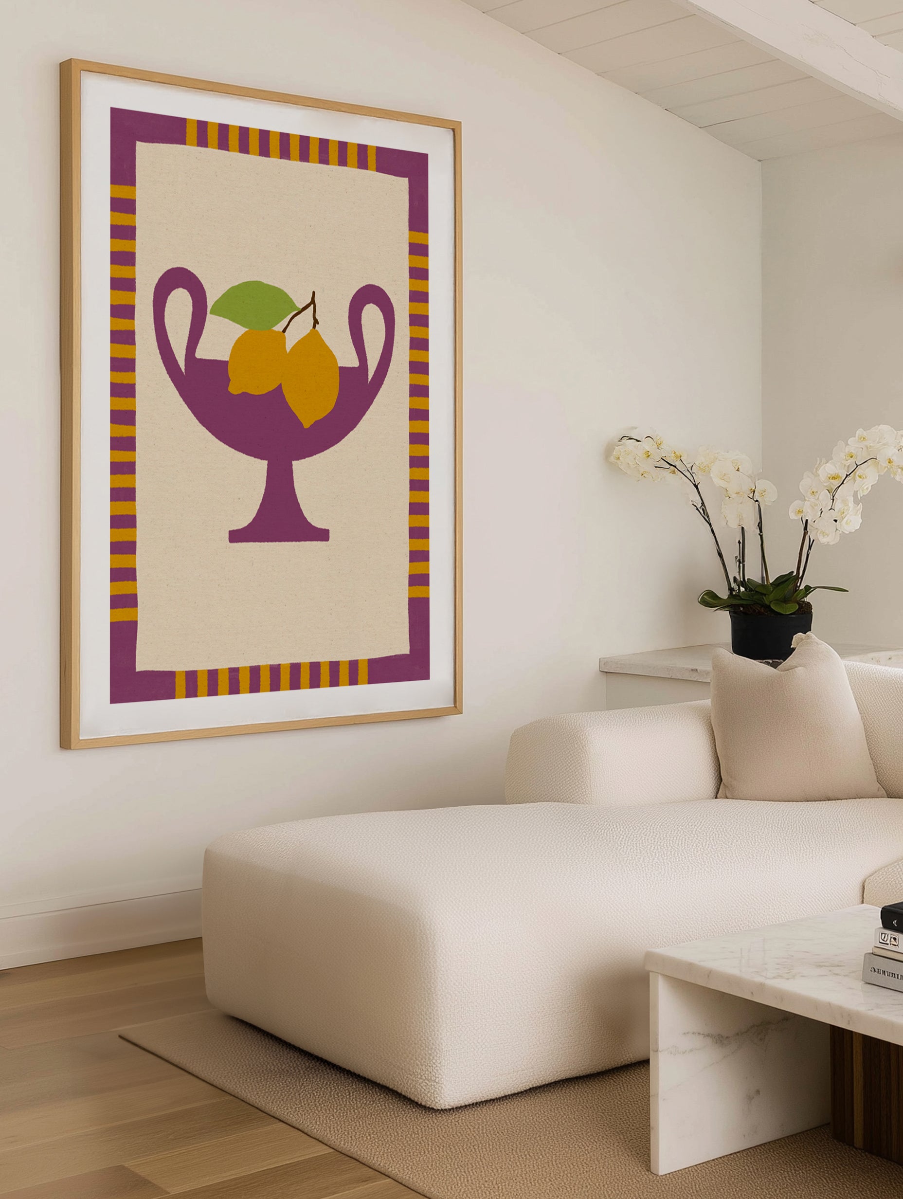 Still Life With Vase And Lemons II Color Edition by Shatha Al Dafai | Art Print