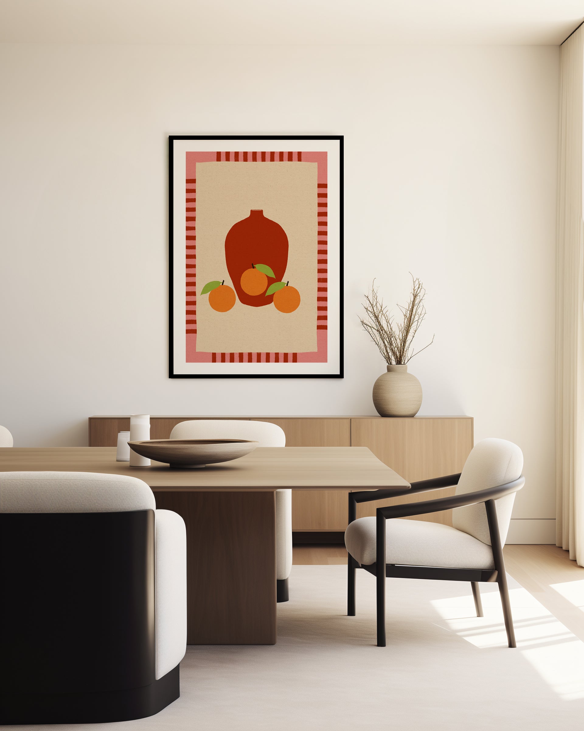 Still Life With Vase And Oranges II Color Edition by Shatha Al Dafai | Art Print