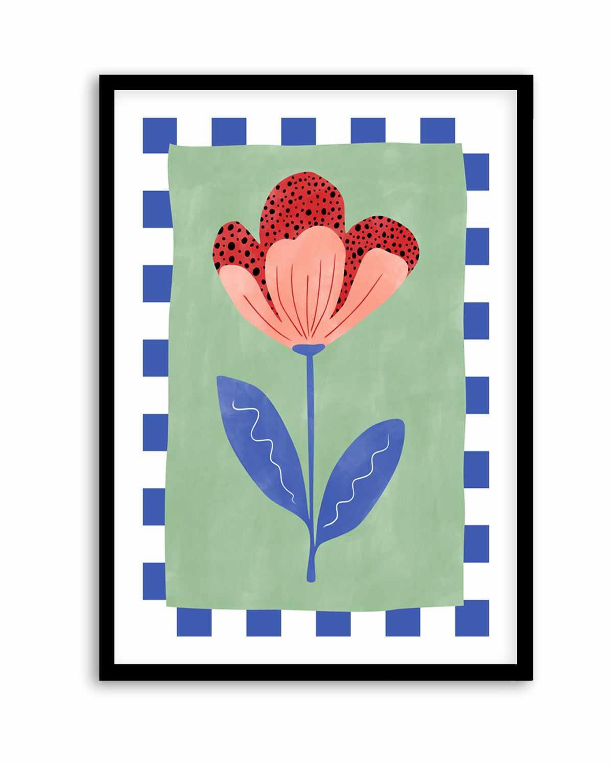 Stylized Flower With Red Petals And Black Dots by Elena Ristova | Art Print from Olive et Oriel where you can shop wallpaper and artworks online