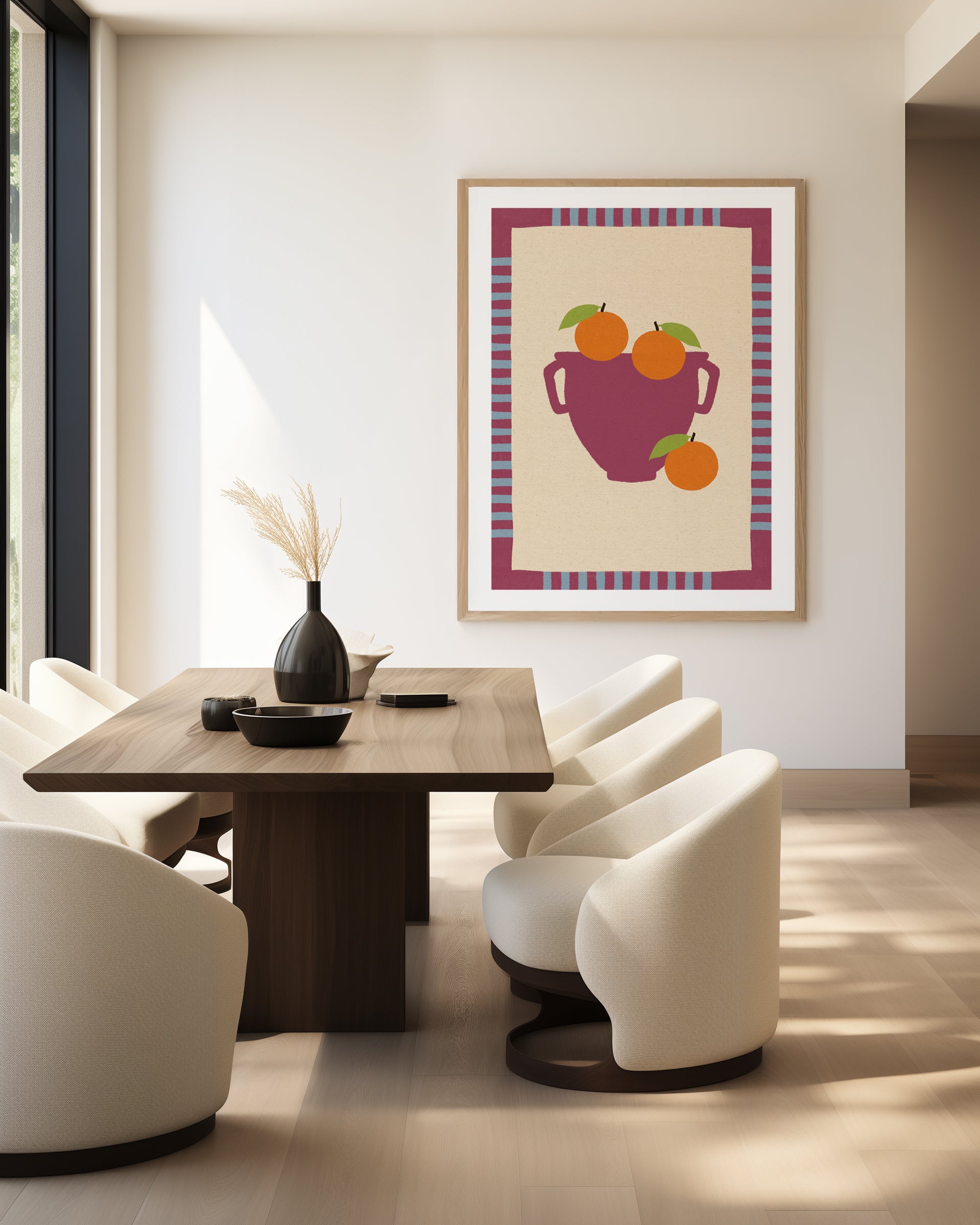 Still Life With Vase And Oranges III Color Edition by Shatha Al Dafai | Art Print