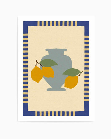 Still Life With Vase And Lemons I Color Edition by Shatha Al Dafai | Art Print from Olive et Oriel where you can shop wallpaper and artworks online