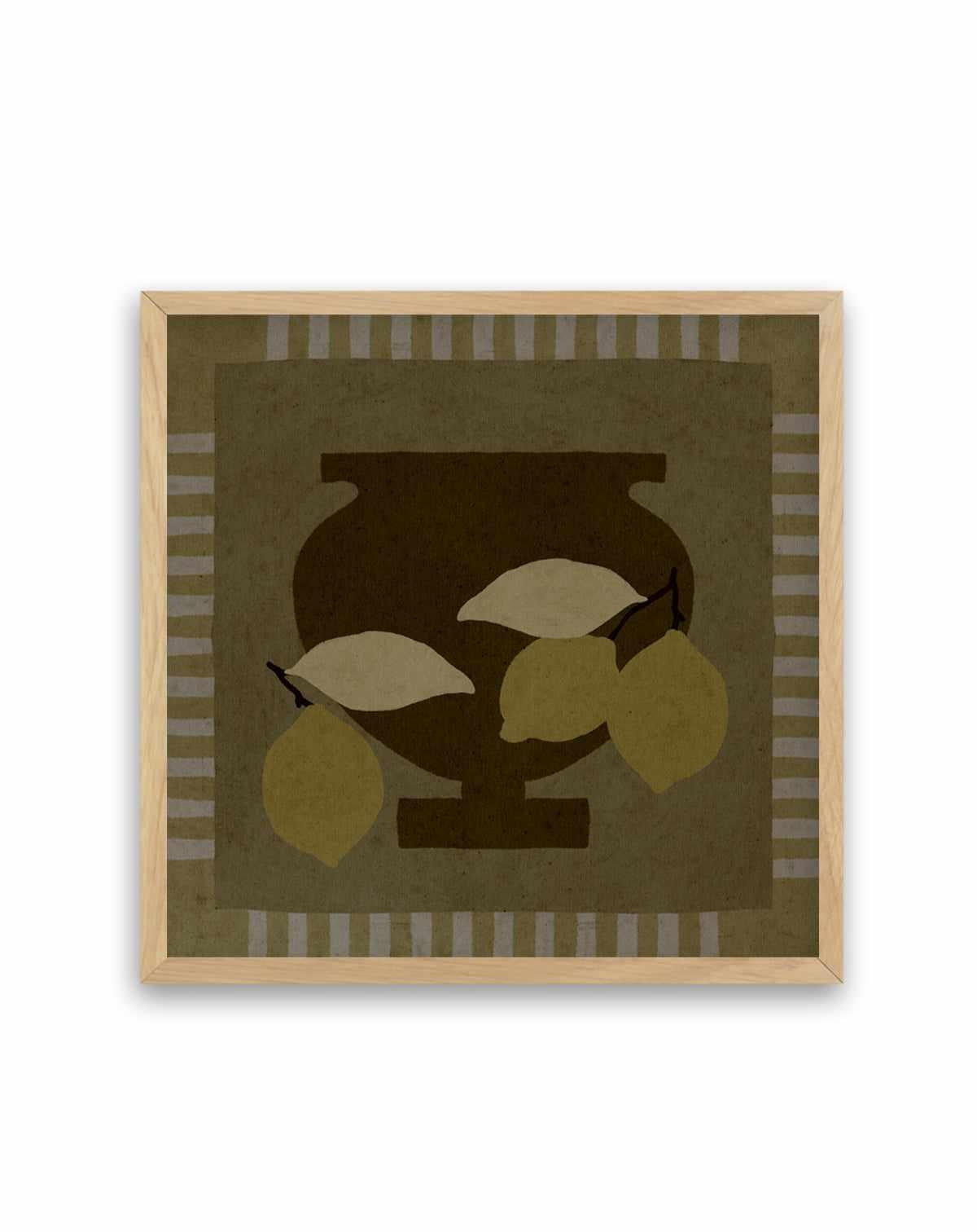 Still Life With Vase And Lemons III by Shatha Al Dafai | Art Print from Olive et Oriel where you can shop wallpaper and artworks online