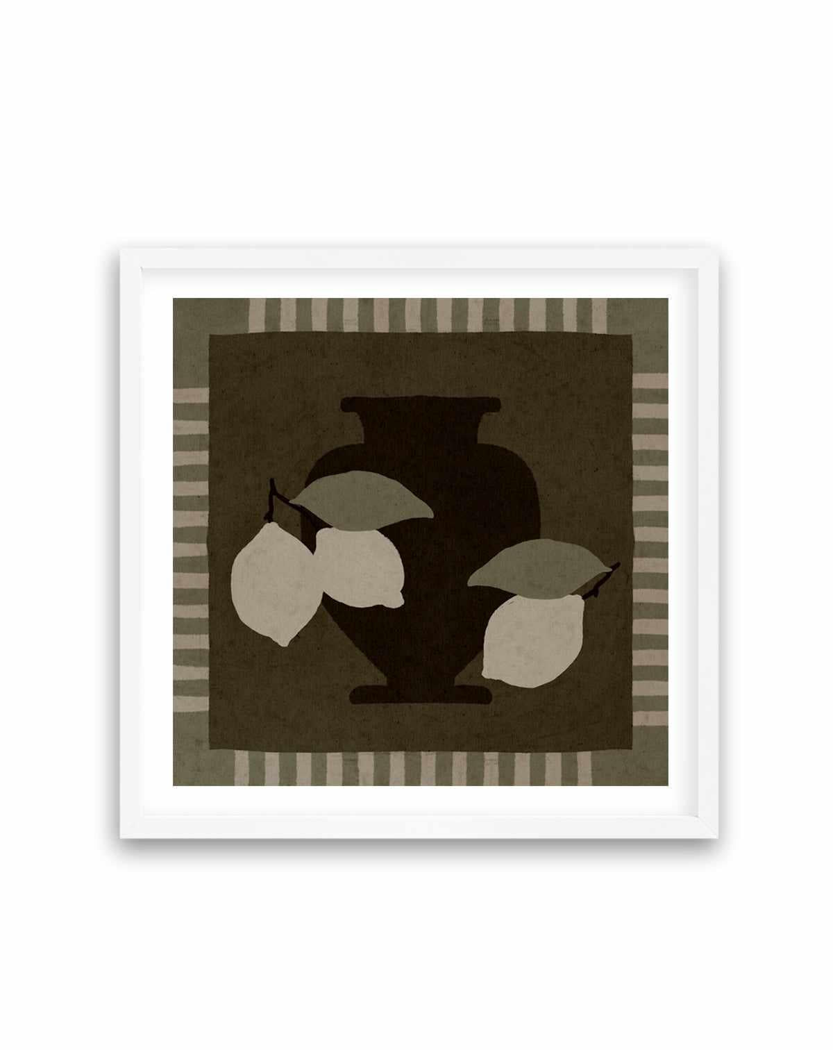 Still Life With Vase And Lemons I by Shatha Al Dafai | Art Print from Olive et Oriel where you can shop wallpaper and artworks online