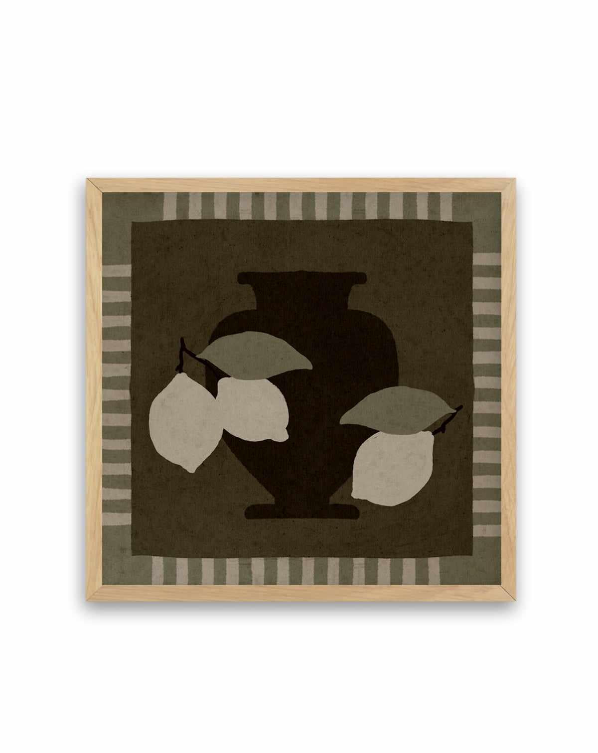 Still Life With Vase And Lemons I by Shatha Al Dafai | Art Print from Olive et Oriel where you can shop wallpaper and artworks online