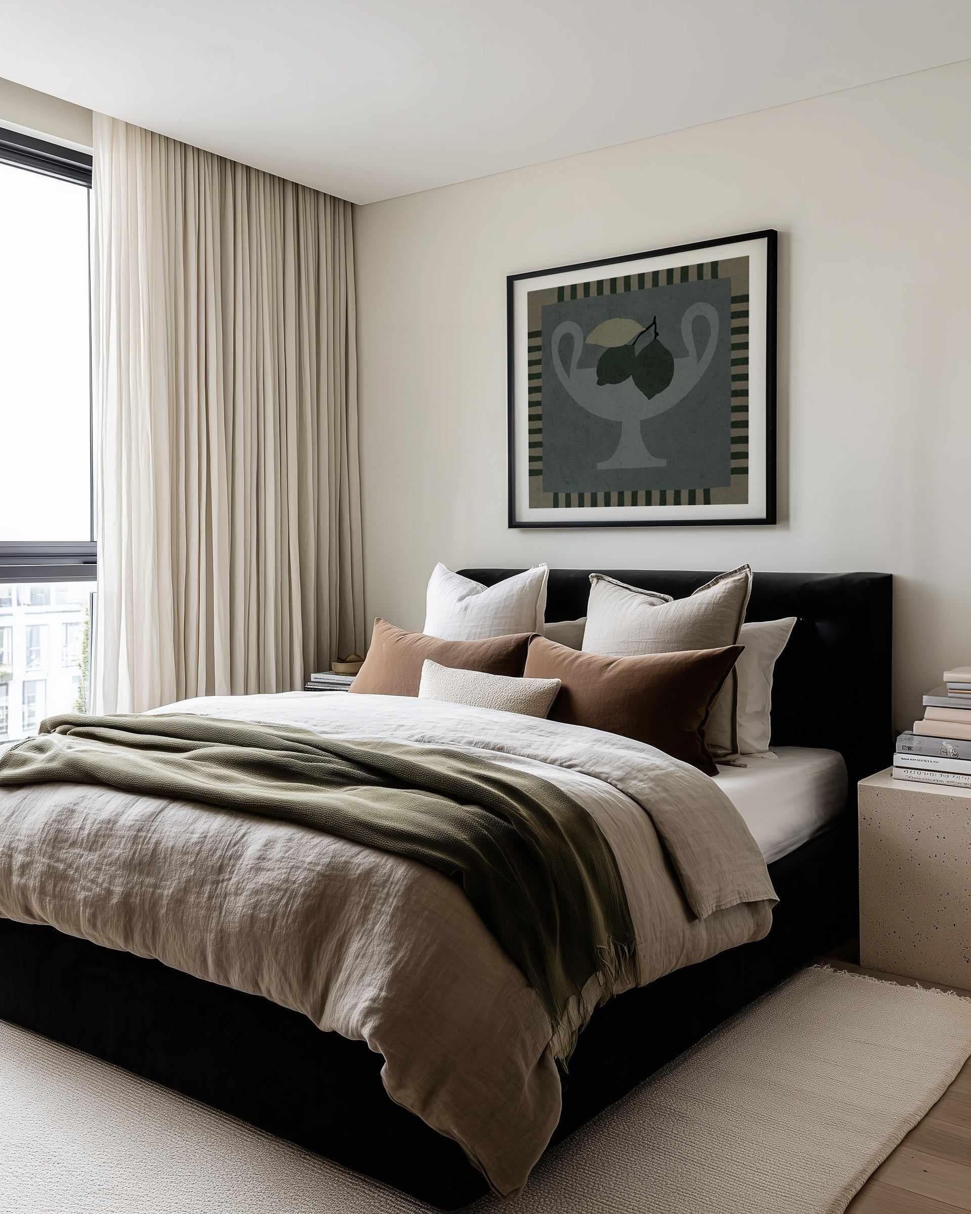 Still Life With Vase And Lemons II by Shatha Al Dafai | Art Print from Olive et Oriel where you can shop wallpaper and artworks online