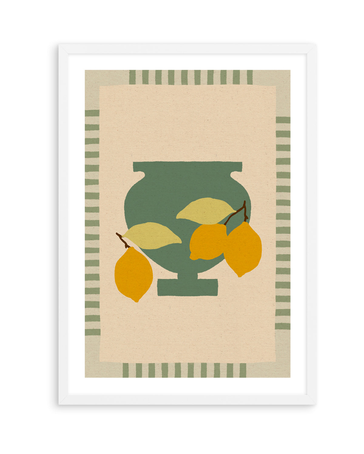 Still Life With Vase And Lemons III Color Edition by Shatha Al Dafai | Art Print