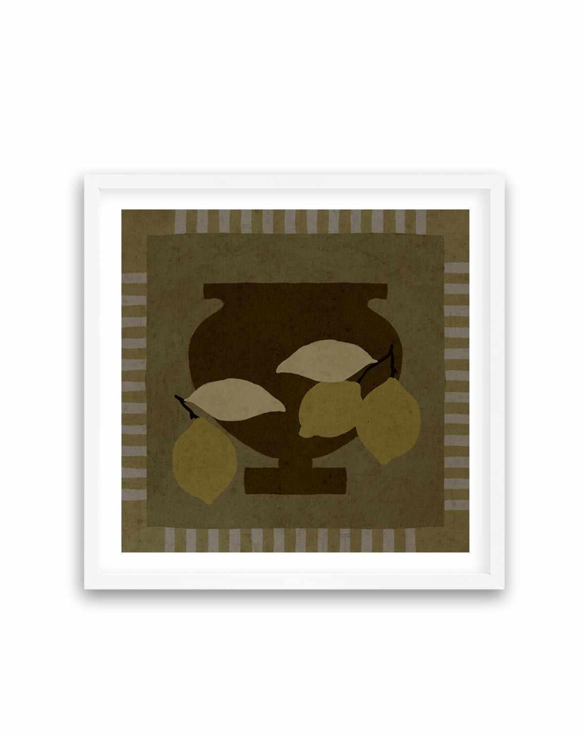 Still Life With Vase And Lemons III by Shatha Al Dafai | Art Print from Olive et Oriel where you can shop wallpaper and artworks online