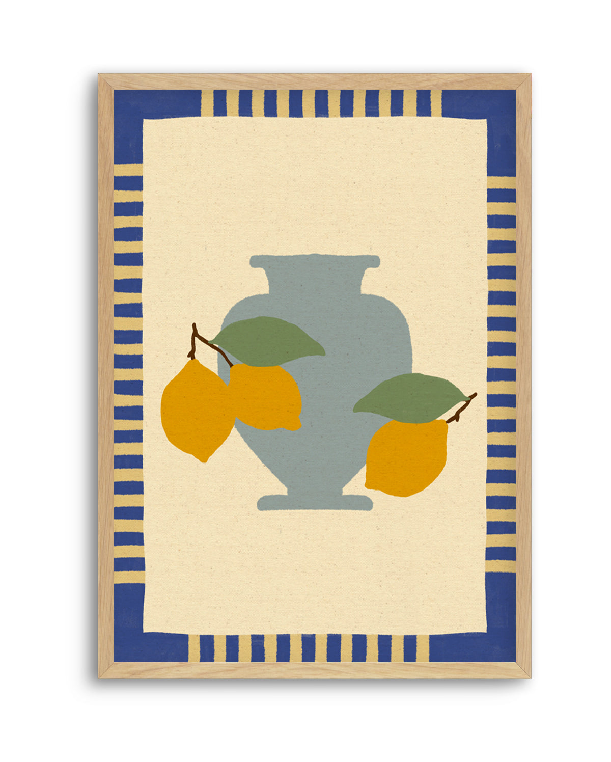 Still Life With Vase And Lemons I Color Edition by Shatha Al Dafai | Art Print