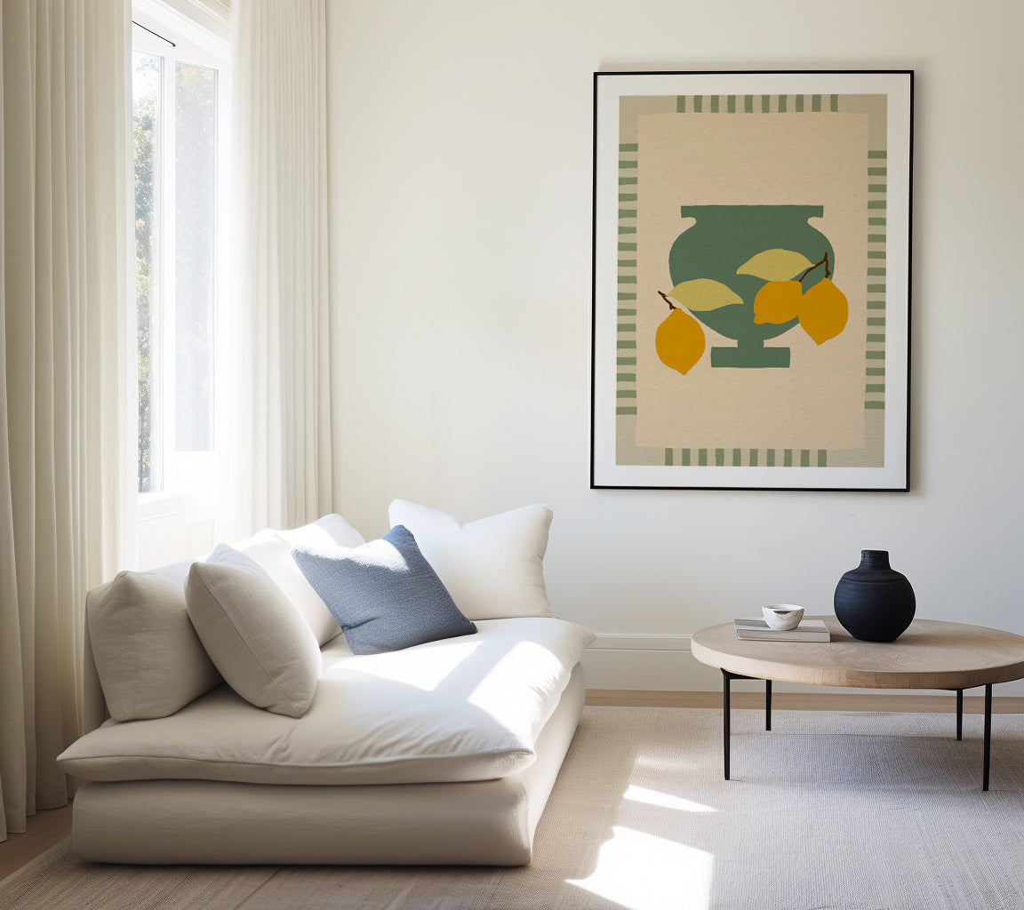 Still Life With Vase And Lemons III Color Edition by Shatha Al Dafai | Art Print