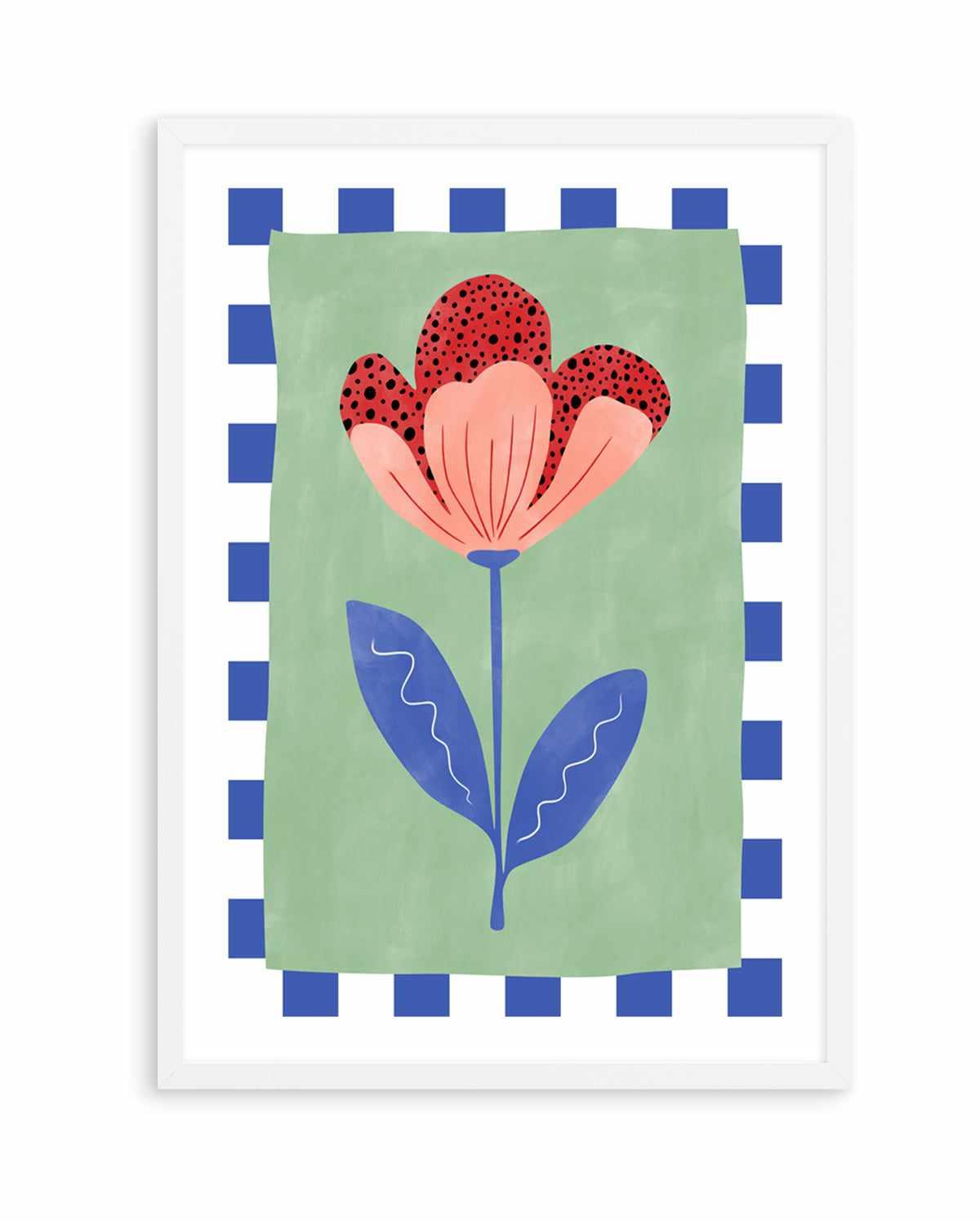 Stylized Flower With Red Petals And Black Dots by Elena Ristova | Art Print from Olive et Oriel where you can shop wallpaper and artworks online