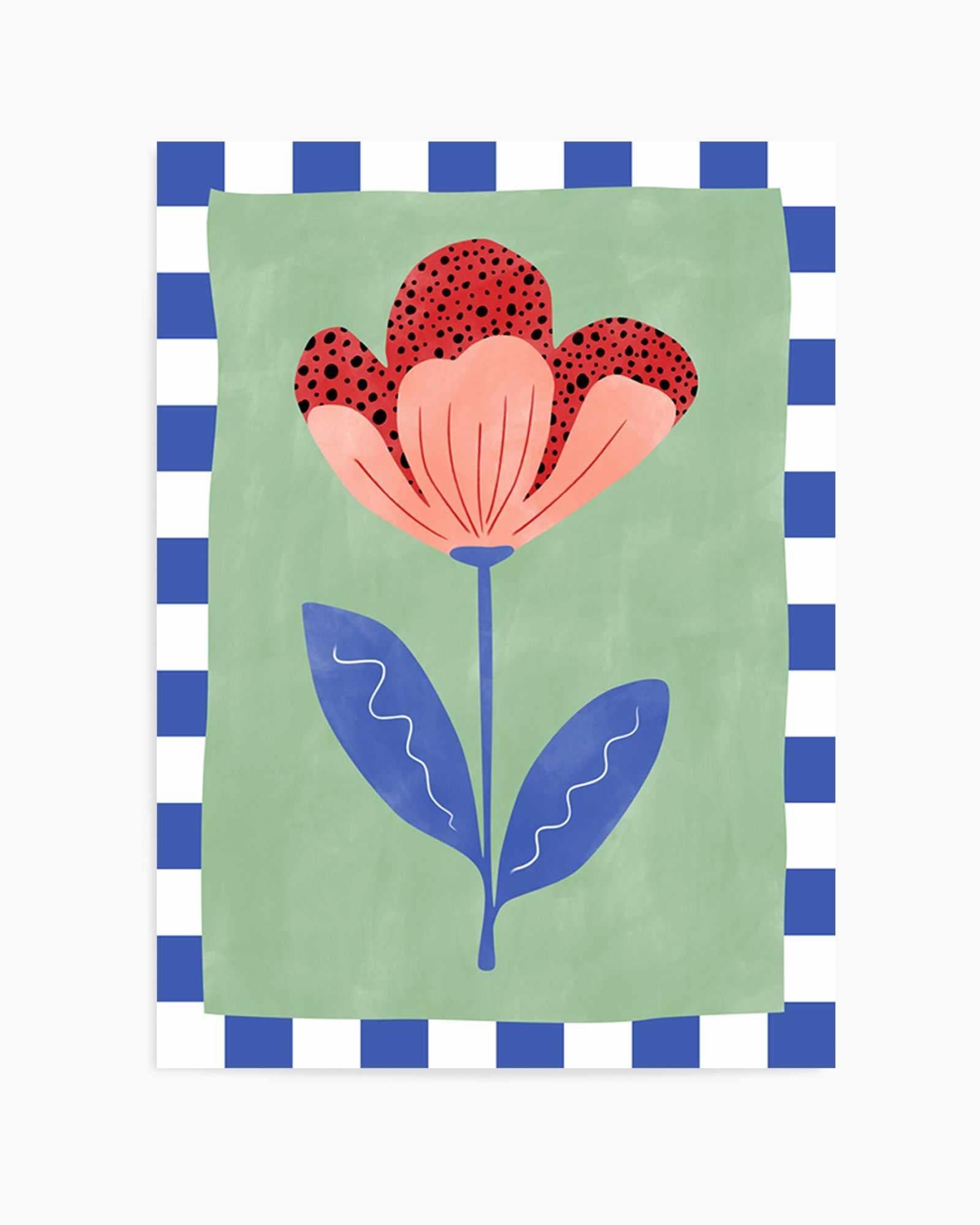 Stylized Flower With Red Petals And Black Dots by Elena Ristova | Art Print from Olive et Oriel where you can shop wallpaper and artworks online