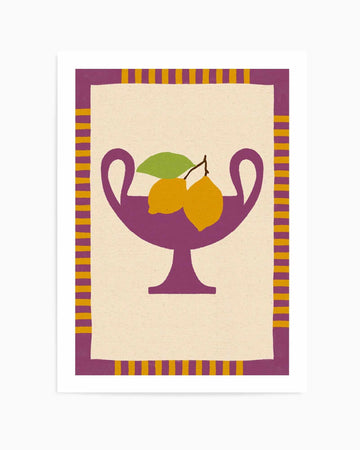 Still Life With Vase And Lemons II Color Edition by Shatha Al Dafai | Art Print from Olive et Oriel where you can shop wallpaper and artworks online