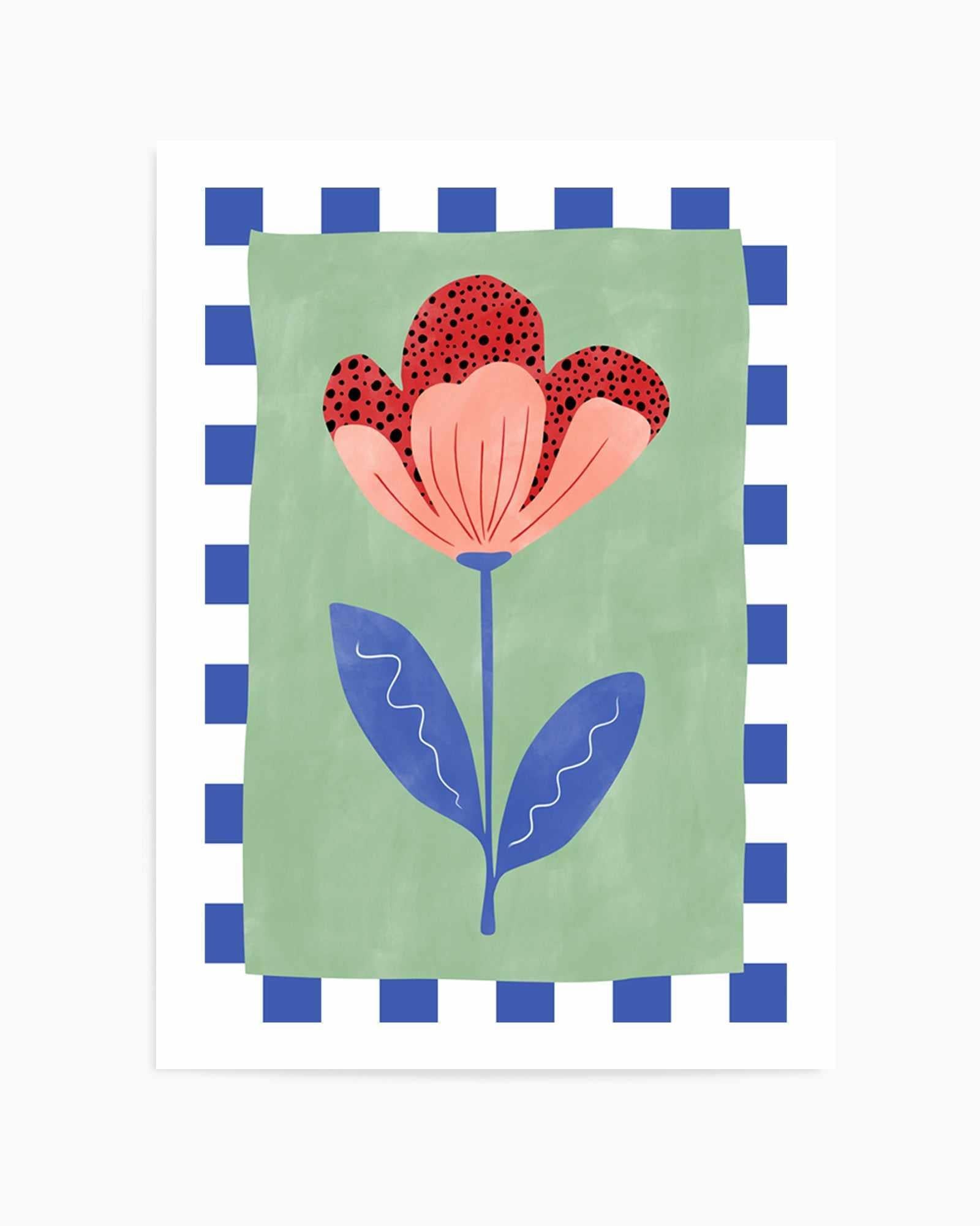 Stylized Flower With Red Petals And Black Dots by Elena Ristova | Art Print from Olive et Oriel where you can shop wallpaper and artworks online