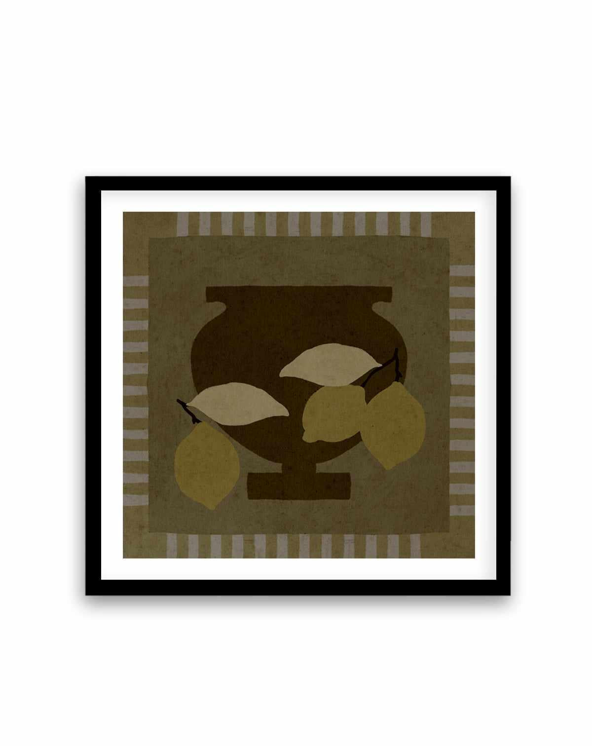 Still Life With Vase And Lemons III by Shatha Al Dafai | Art Print from Olive et Oriel where you can shop wallpaper and artworks online