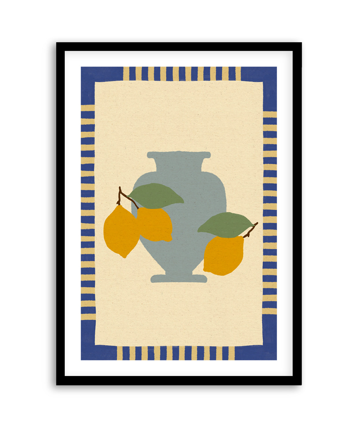 Still Life With Vase And Lemons I Color Edition by Shatha Al Dafai | Art Print