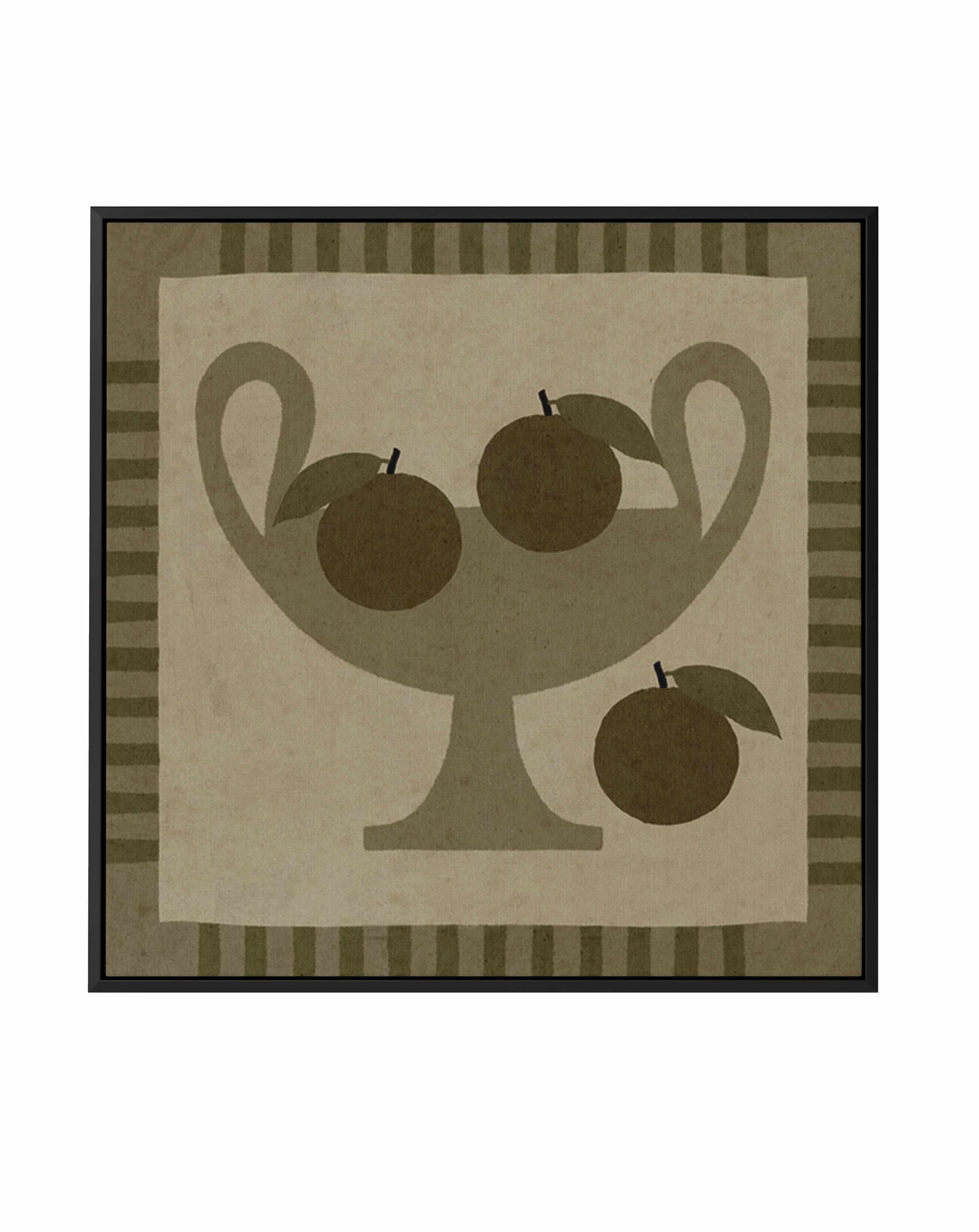 Still Life With Vase And Oranges I by Shatha Al Dafai | Framed Canvas Art Print from Olive et Oriel where you can shop wallpaper and artworks online
