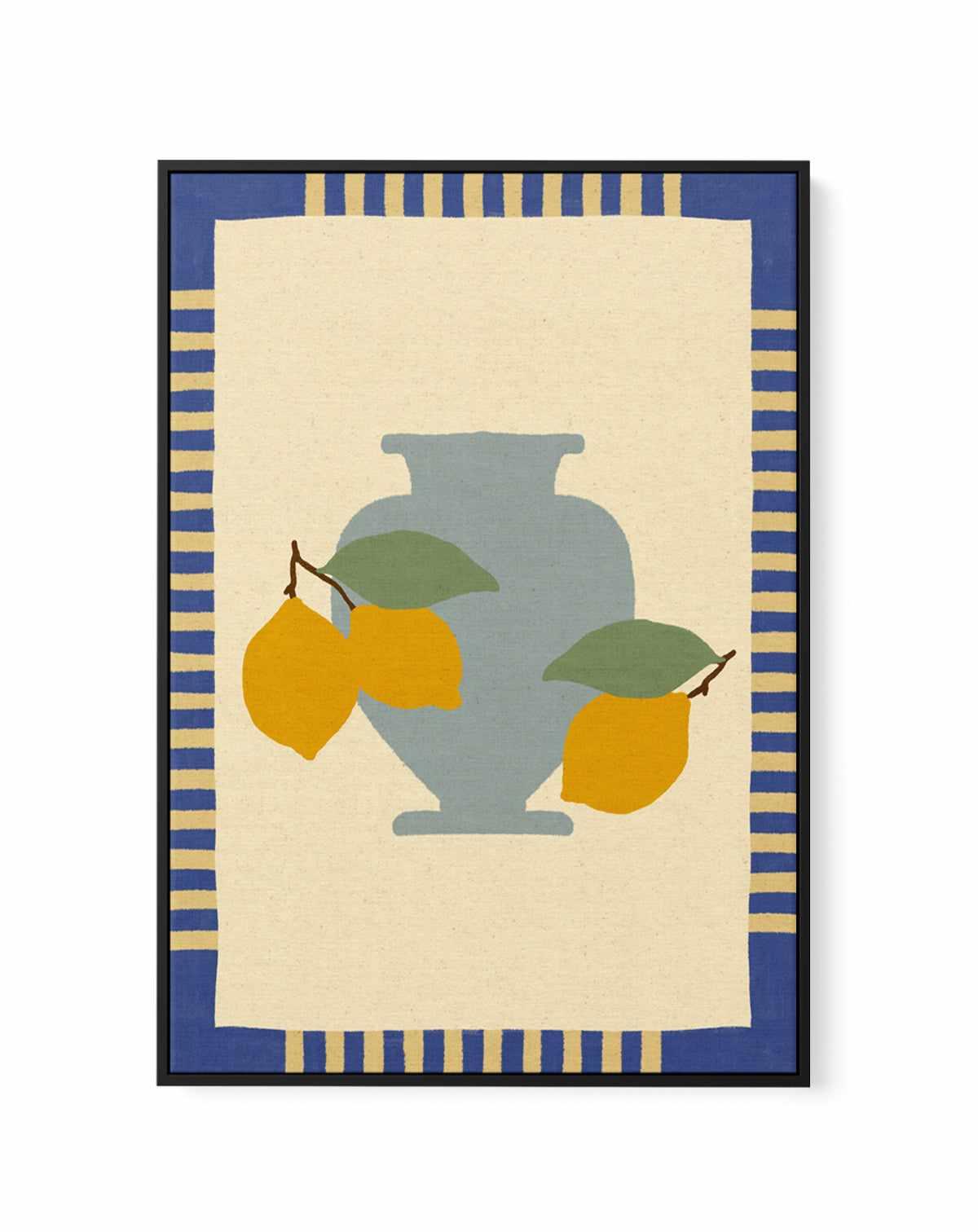 Still Life With Vase And Lemons I Color Edition by Shatha Al Dafai | Framed Canvas Art Print from Olive et Oriel where you can shop wallpaper and artworks online
