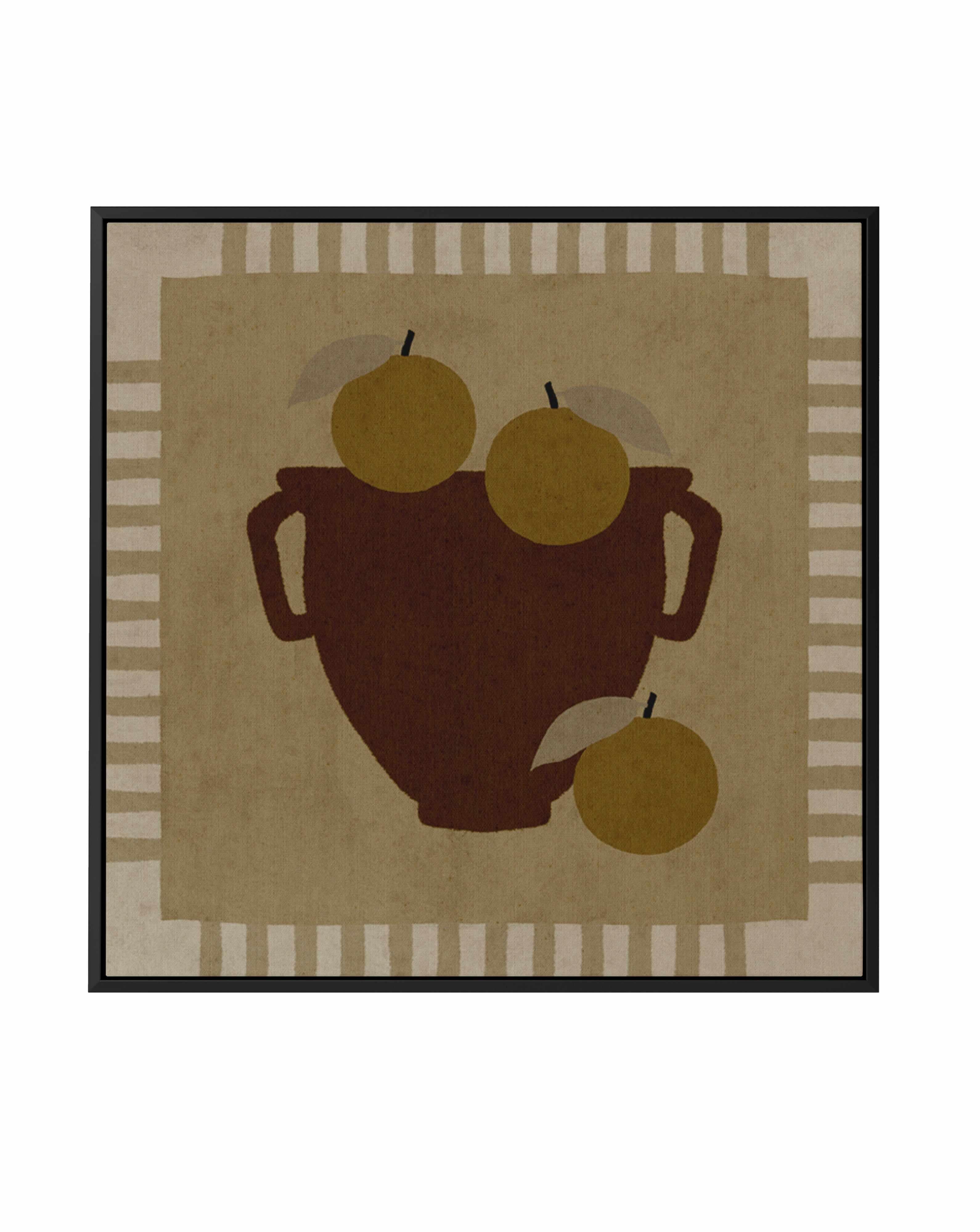 Still Life With Vase And Oranges III by Shatha Al Dafai | Framed Canvas Art Print from Olive et Oriel where you can shop wallpaper and artworks online