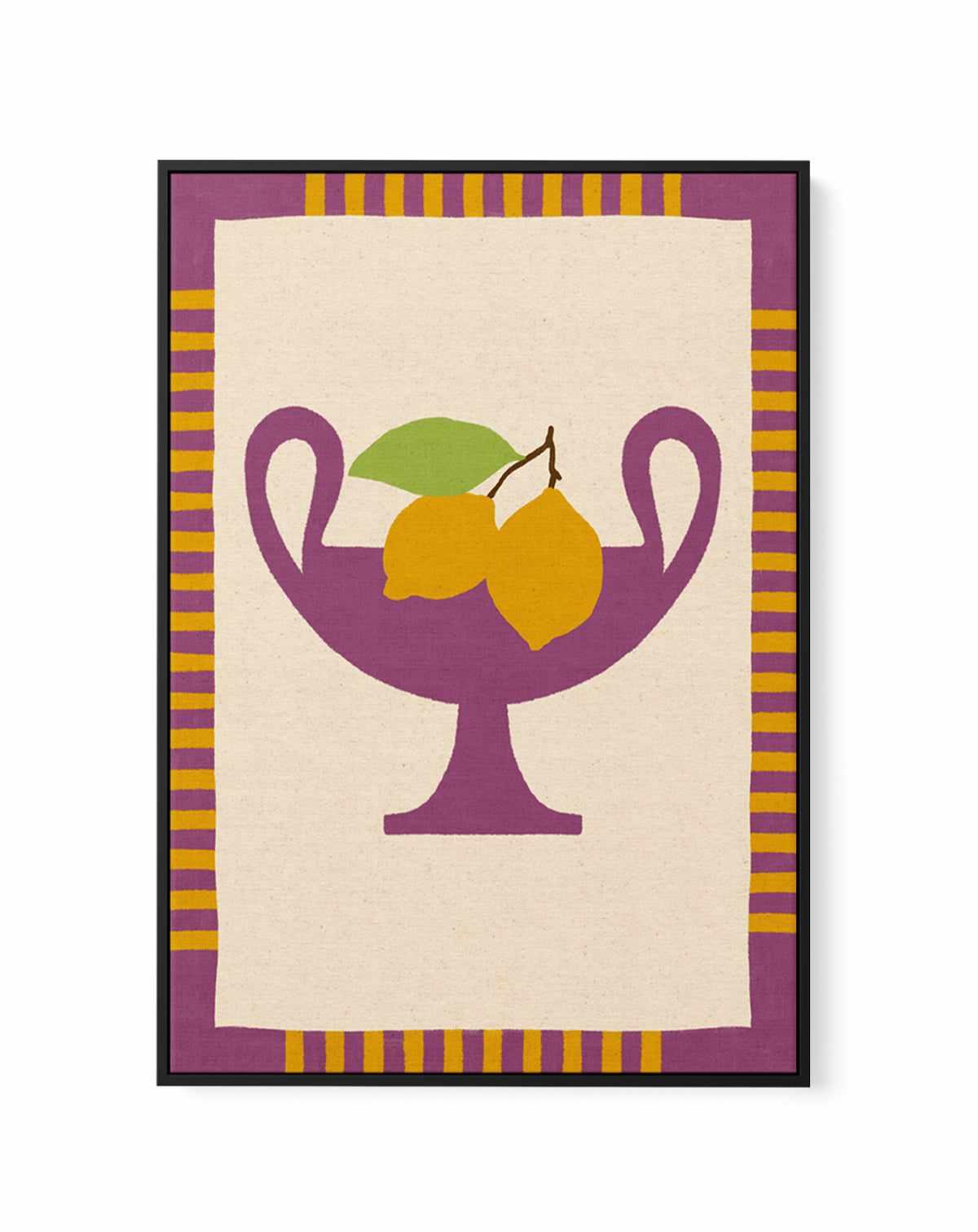 Still Life With Vase And Lemons II Color Edition by Shatha Al Dafai | Framed Canvas Art Print from Olive et Oriel where you can shop wallpaper and artworks online
