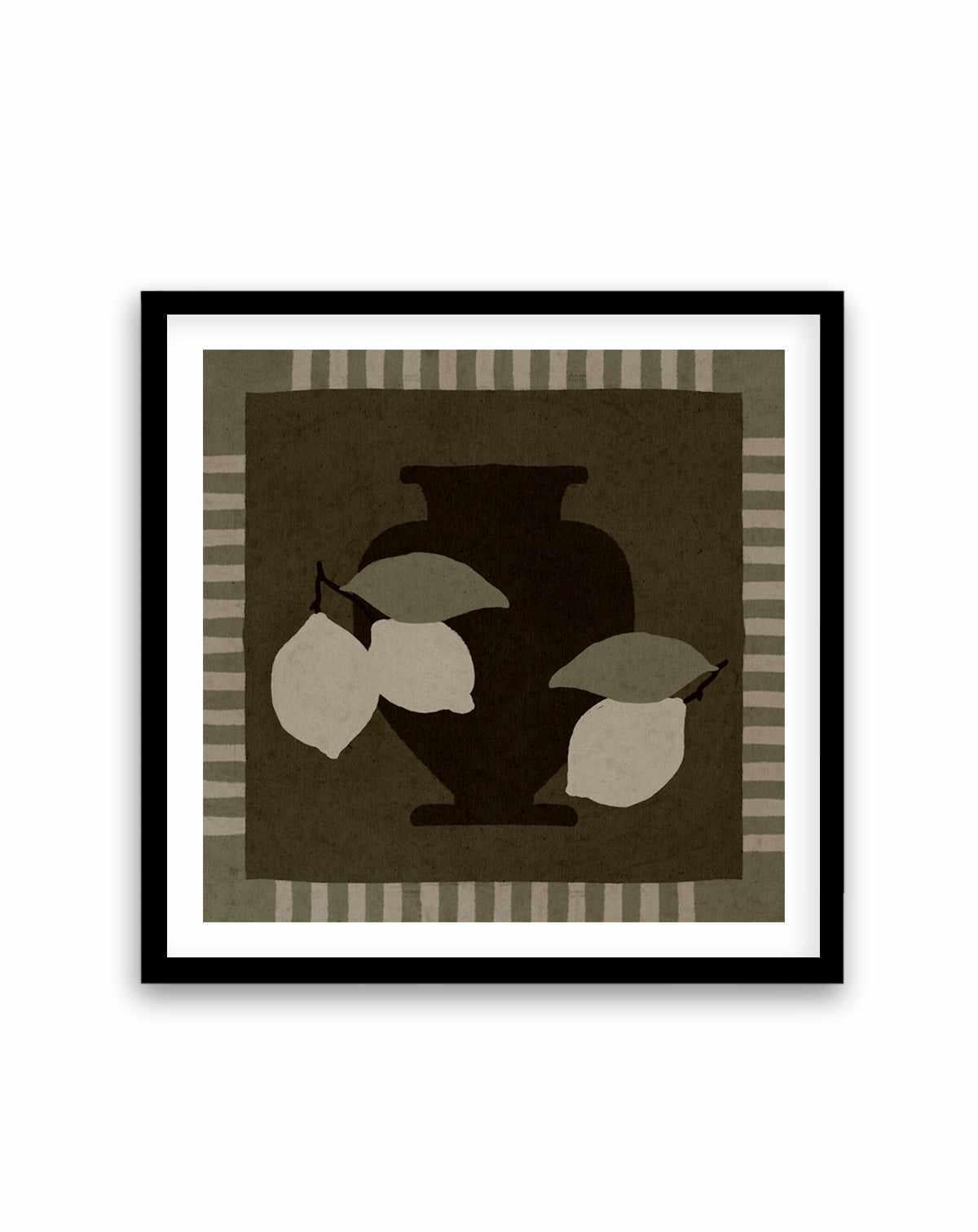 Still Life With Vase And Lemons I by Shatha Al Dafai | Art Print from Olive et Oriel where you can shop wallpaper and artworks online