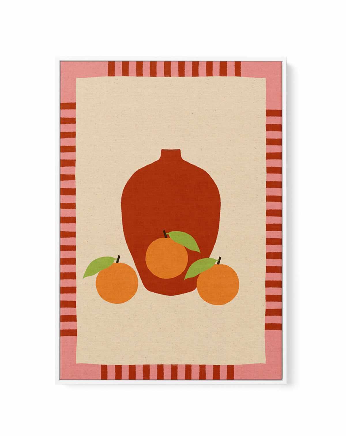 Still Life With Vase And Oranges II Color Edition by Shatha Al Dafai | Framed Canvas Art Print from Olive et Oriel where you can shop wallpaper and artworks online