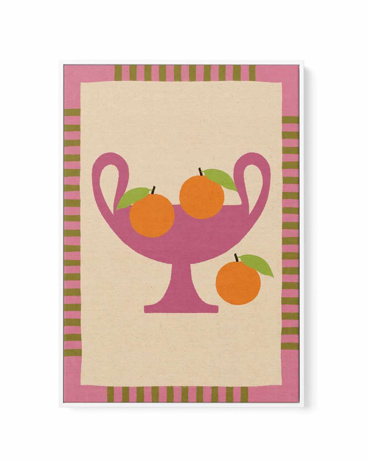Still Life With Vase And Oranges I Color Edition by Shatha Al Dafai | Framed Canvas Art Print from Olive et Oriel where you can shop wallpaper and artworks online