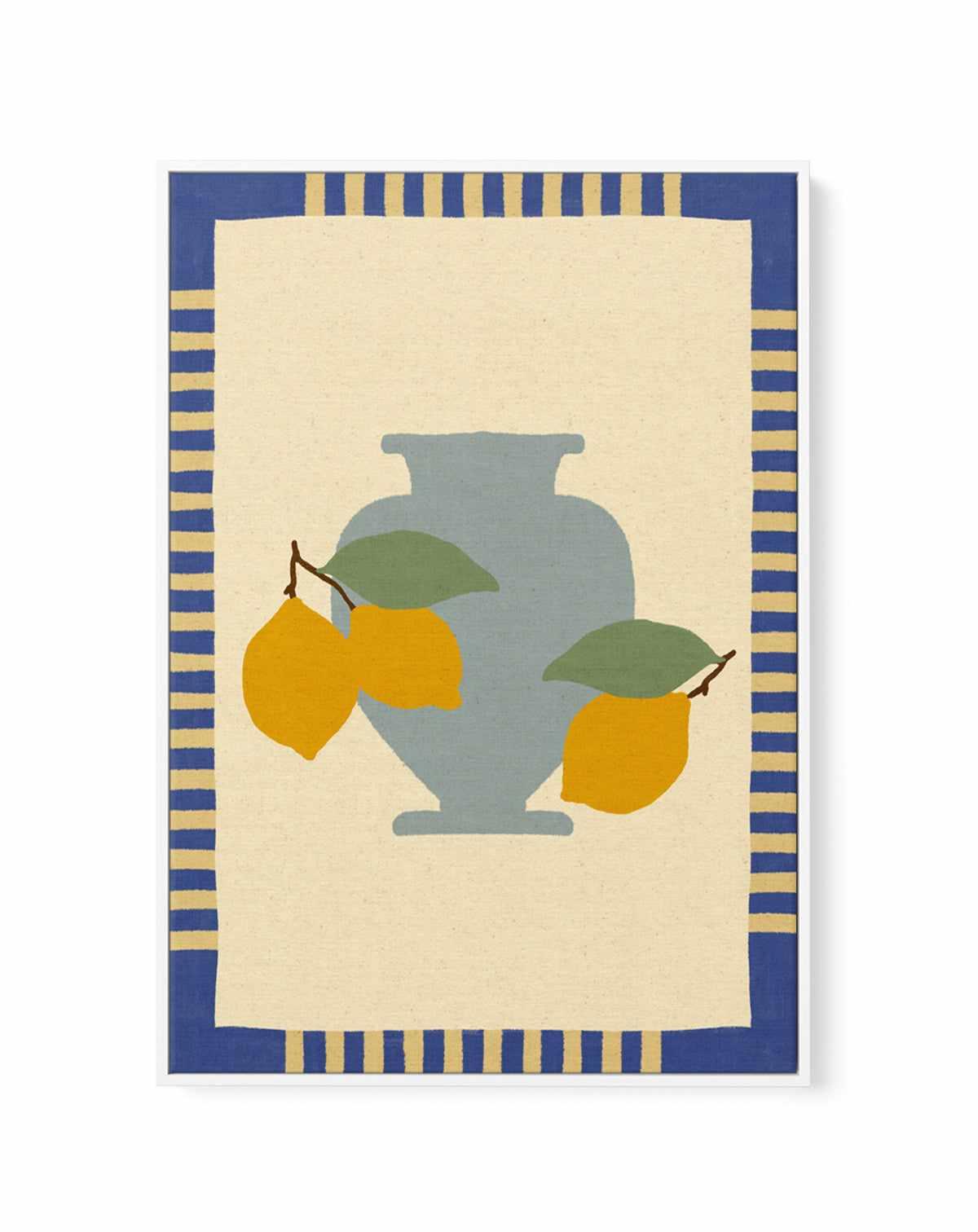 Still Life With Vase And Lemons I Color Edition by Shatha Al Dafai | Framed Canvas Art Print from Olive et Oriel where you can shop wallpaper and artworks online